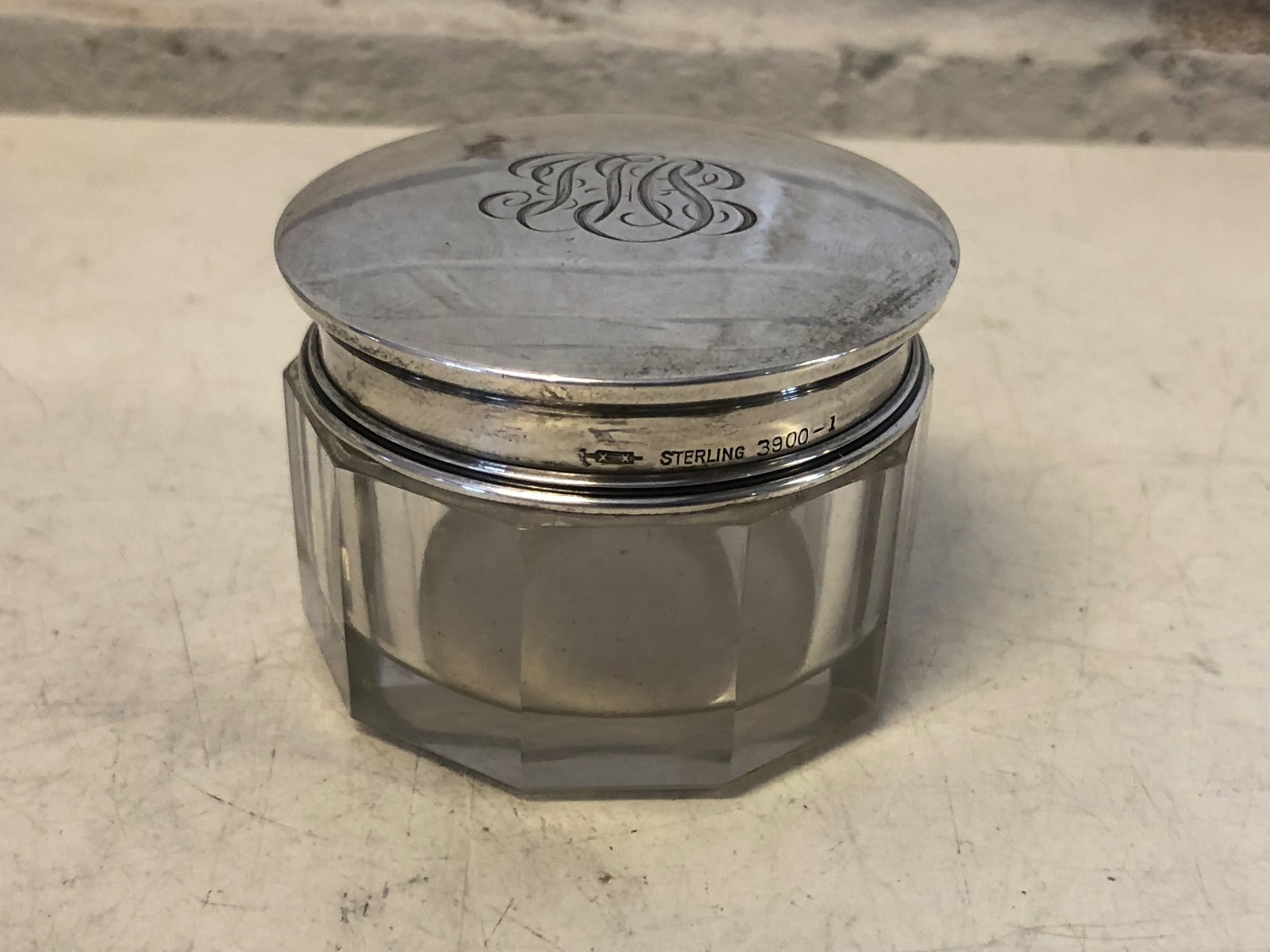 Antique Sterling William B. Kerr Salt Dish with Initials