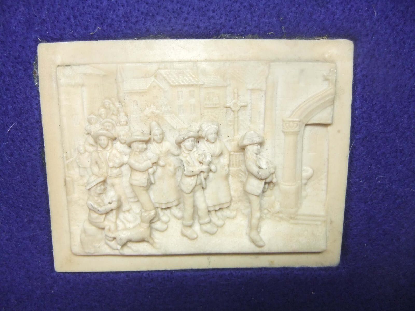 Antique Alabaster Relief Panel Plaque Frieze Piper Procession Carved C F Becker?