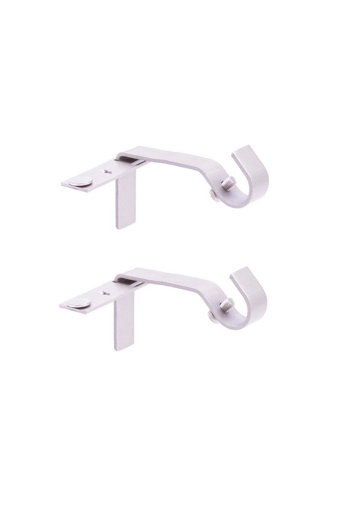Kenney Fast Fit Silver Brushed Nickel Metal Curtain Rod Bracket 5/8 L x 3 in. Pr