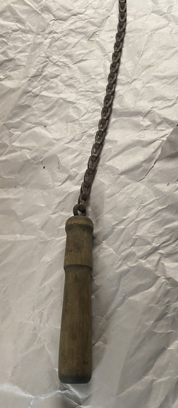 Vintage Victorian Wood Toilet Handle/Pull With Chain
