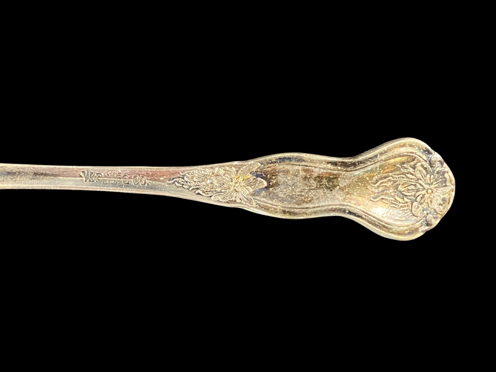 Antique WB MFG Co Silverplate Demitasse Spoon Floral
