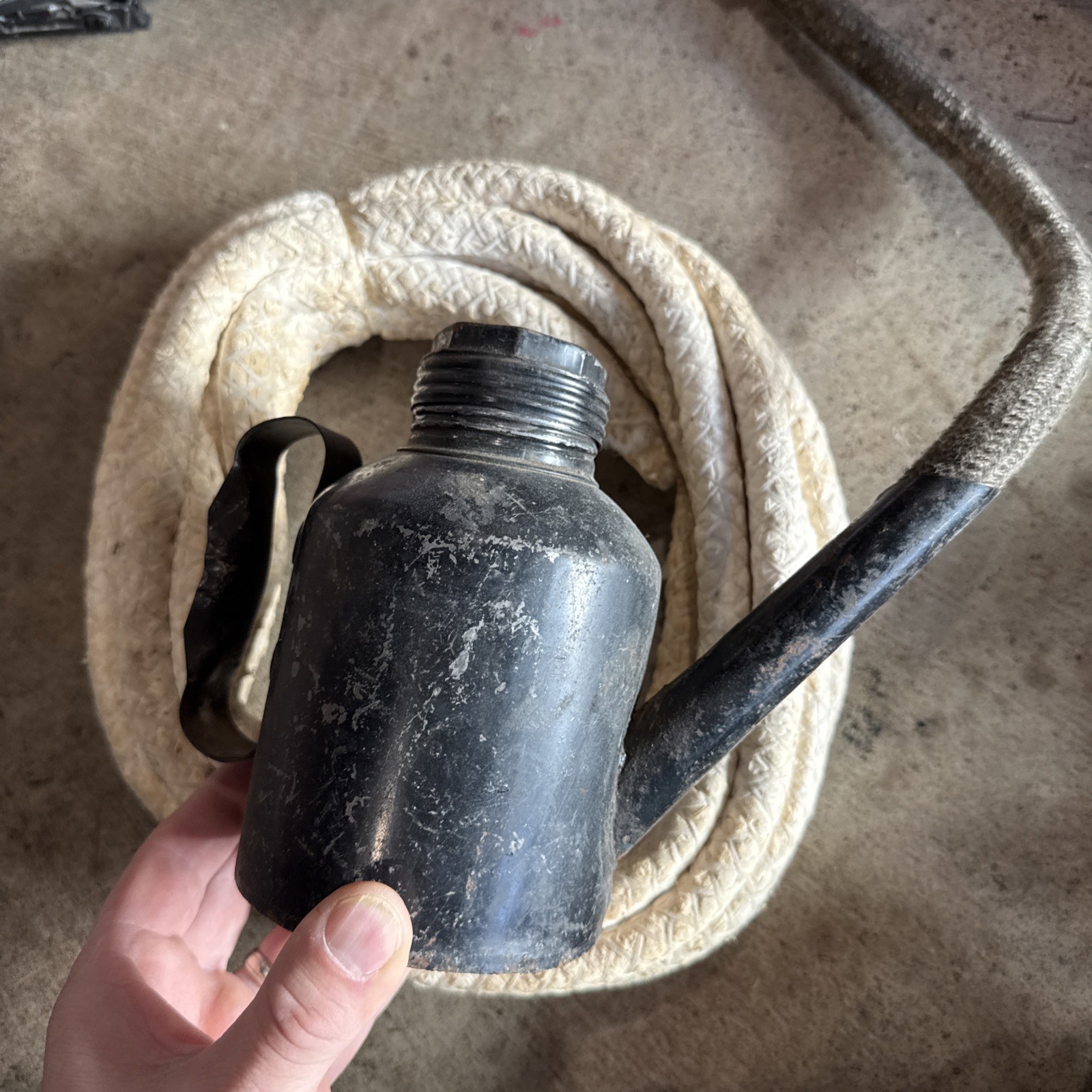 Vintage Antique St Louis Miner’s Oil Wick Teapot Style Lamp Lantern & Rope Wick