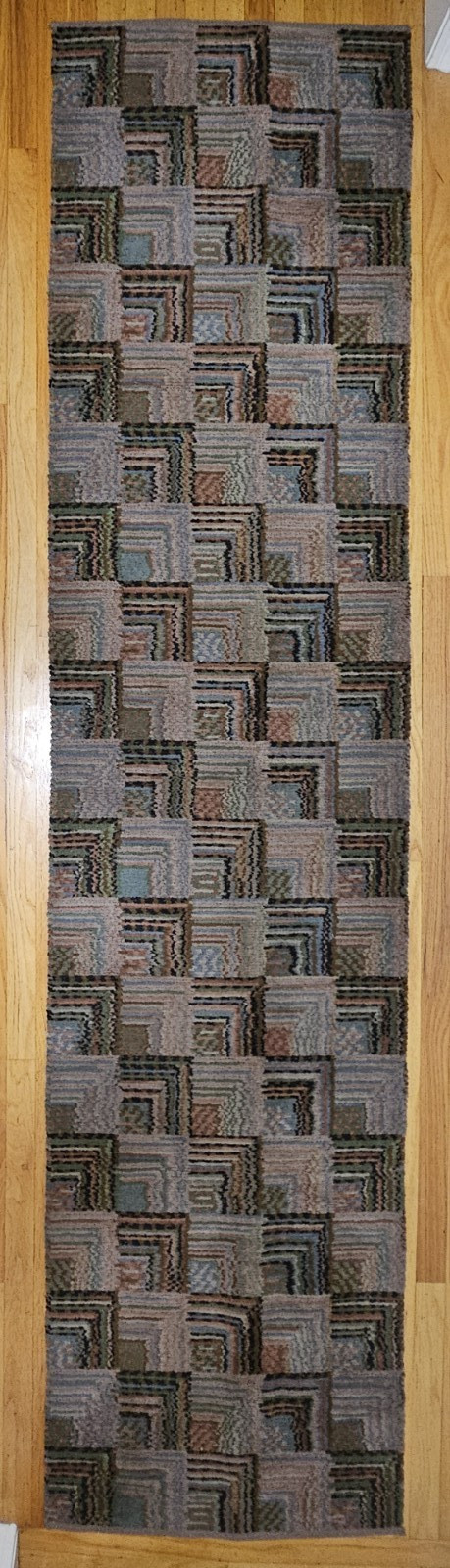 Vintage 1930’s American Art Deco Hooked Wool Rug Runner Woven Mid Century Modern
