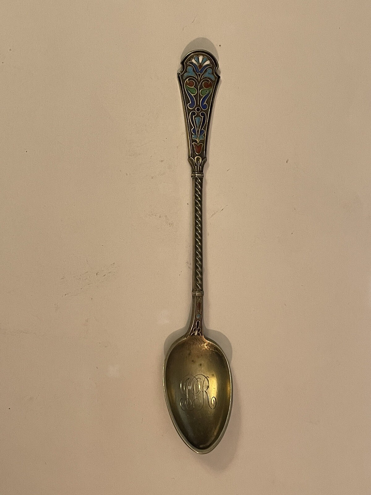 David Andersen 925 Sterling Silver Enameled Spoon 4 1/2” 11 Grams Monogram