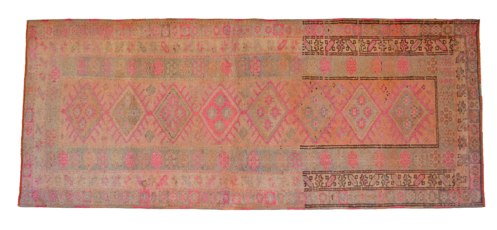 3×8 ft Antique Turkish Rug Hand made Natural Dyes Short Runner act 3.3 x 7.9 ft