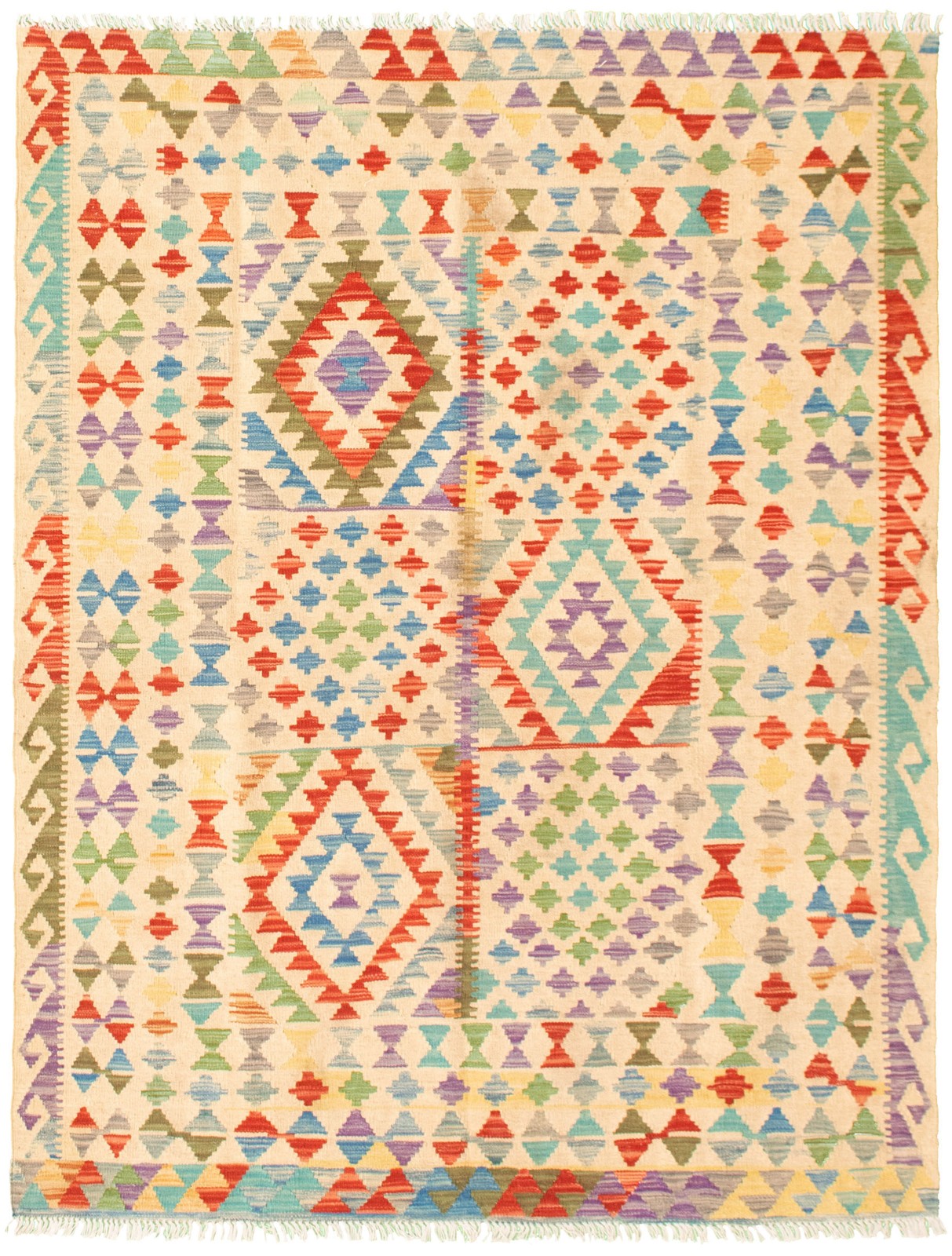 Vintage Hand Woven Area Rug 4’10” x 6’5″ Traditional Wool Oriental Carpet