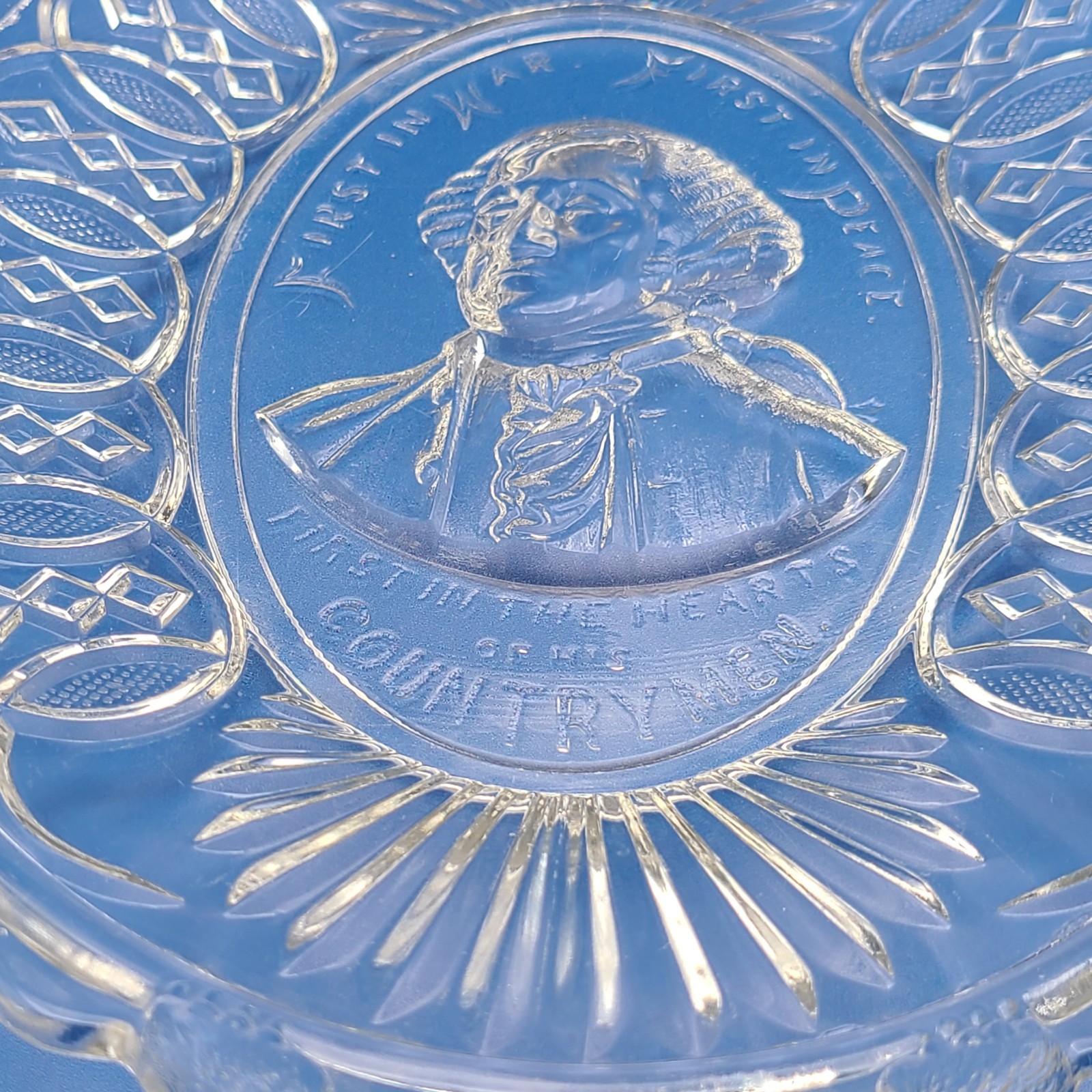 Antique EAPG Gillinder Centennial Bread Plate George Washington 12″ FREE SHIP