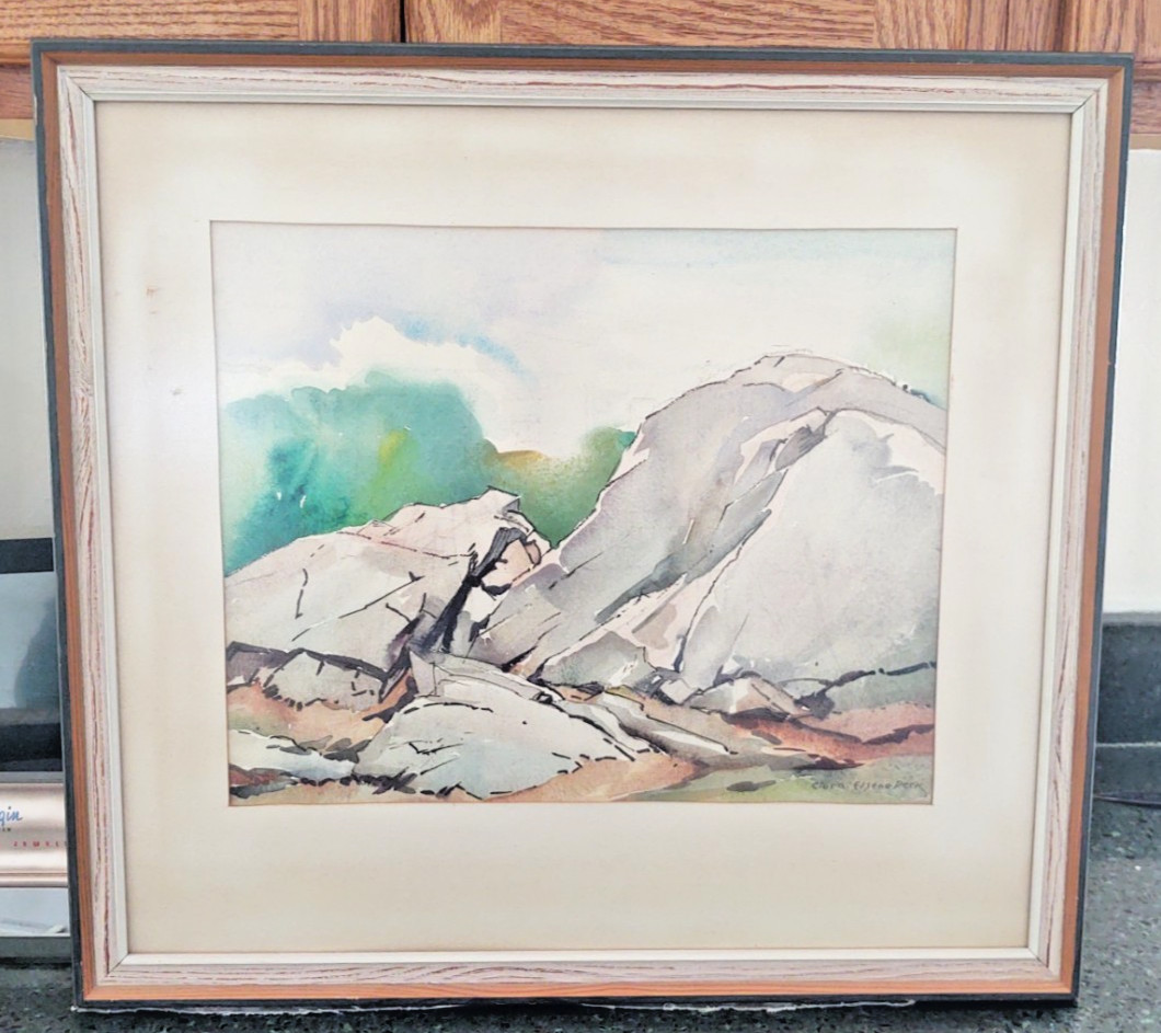 Large Original Watercolor painting Gettysburg landscape Listed Clara Elsene Peck