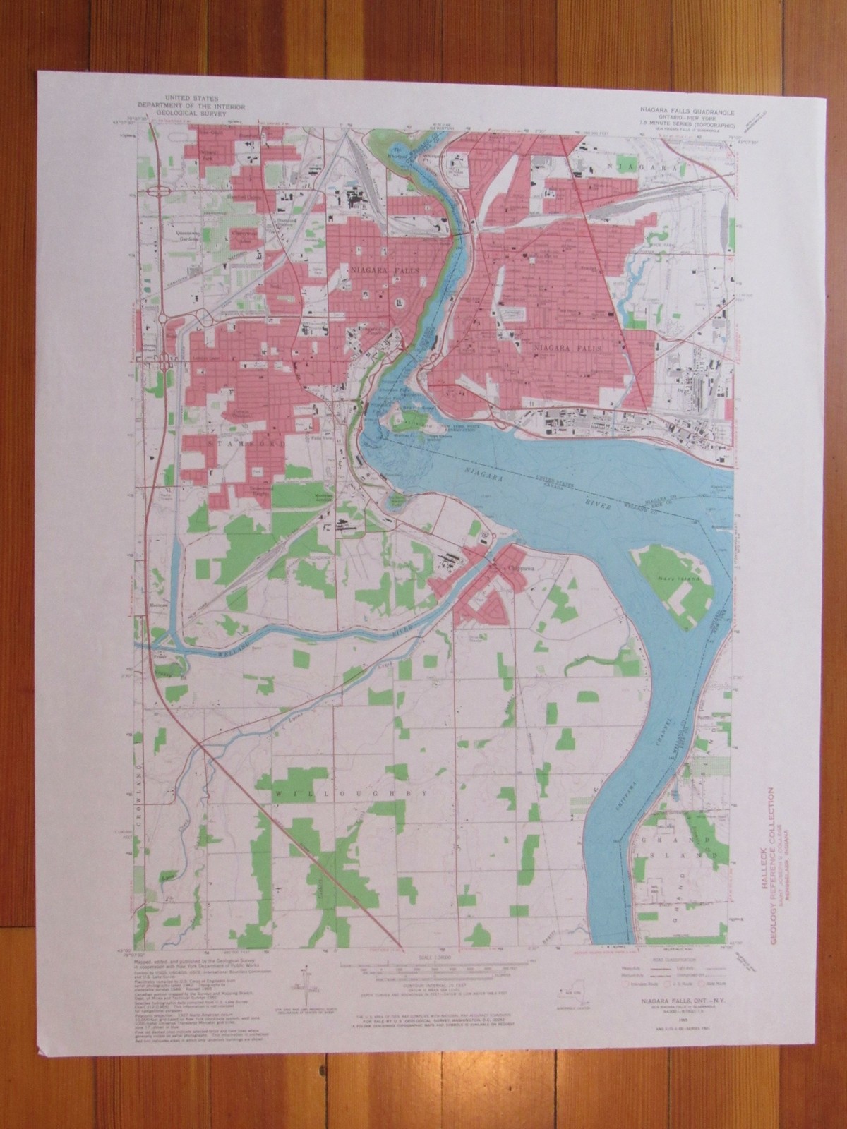 Niagara Falls New York 1968 Original Vintage USGS Topo Map