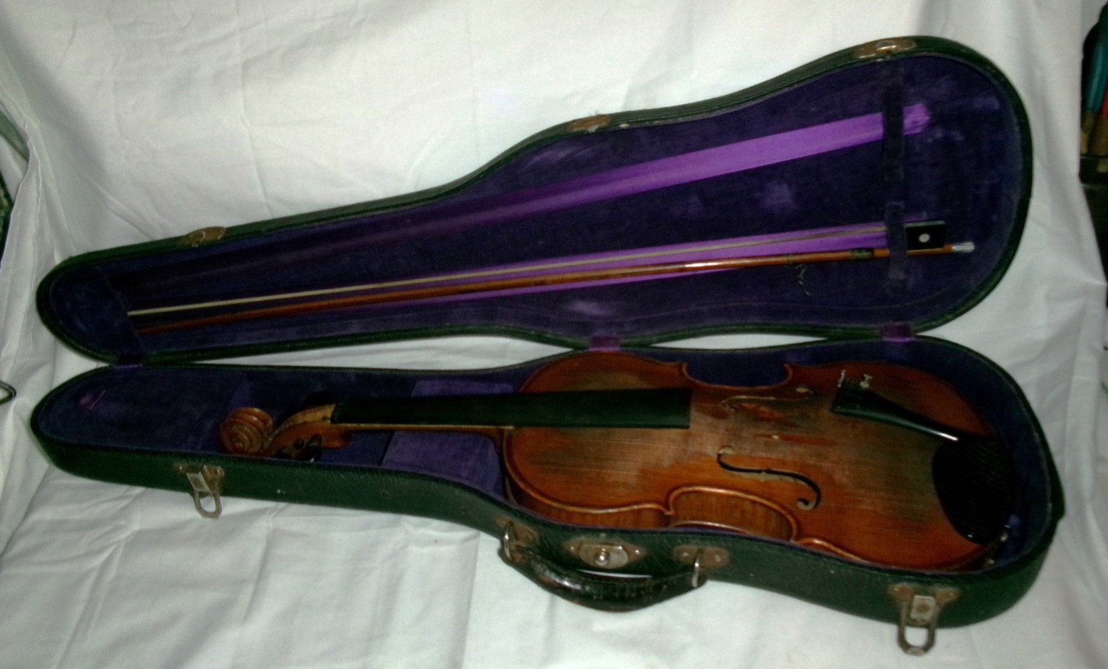 ANTIQUE FRENCH MUSIC ART VIOLIN SIGNED D. SALZAR WOOD INSTRUMENT STRING BOW CASE
