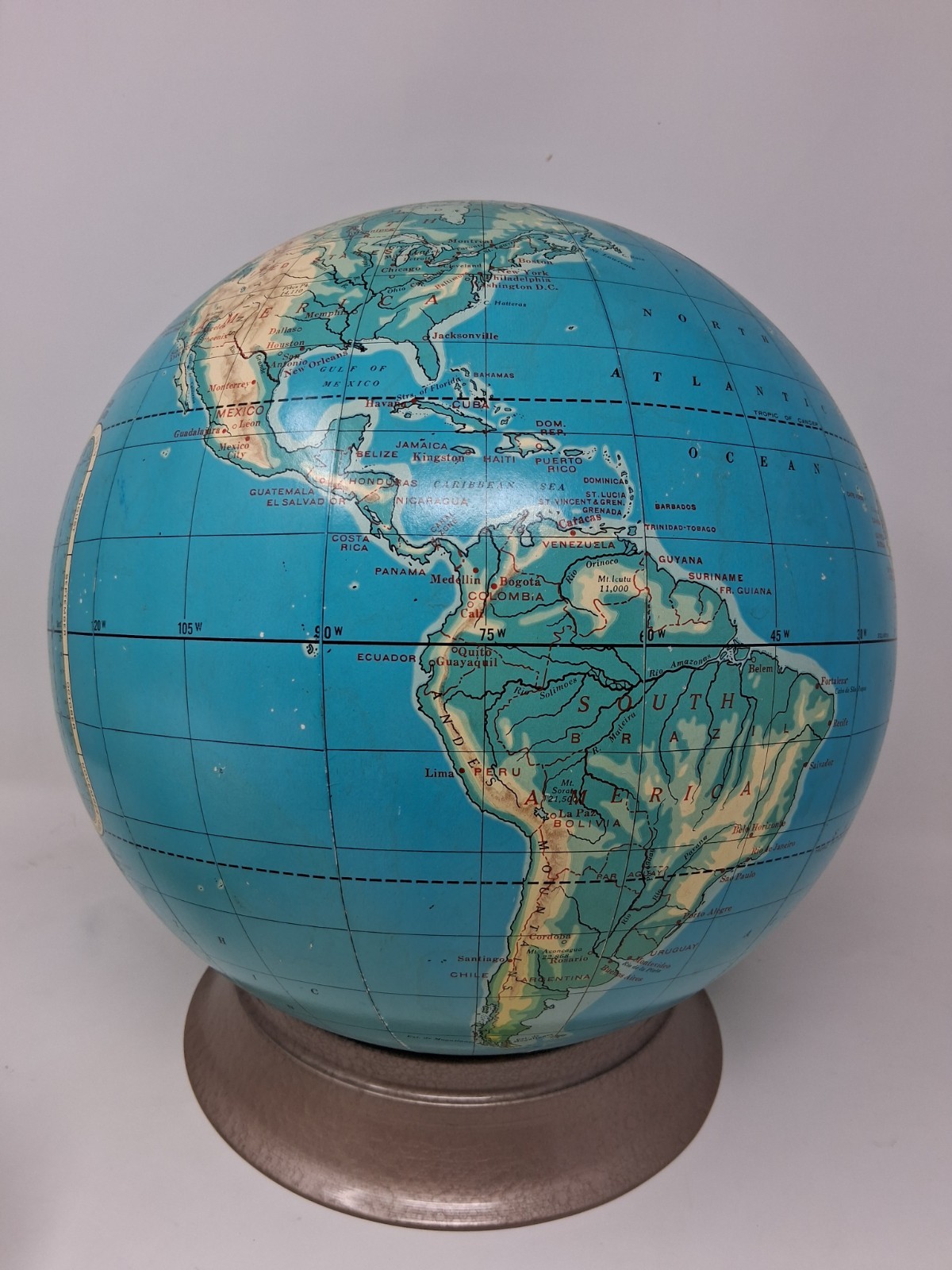VINTAGE WORLD GLOBE GEORGE F CRAM CO. 12″ Terrestrial Globe East Germany USSR