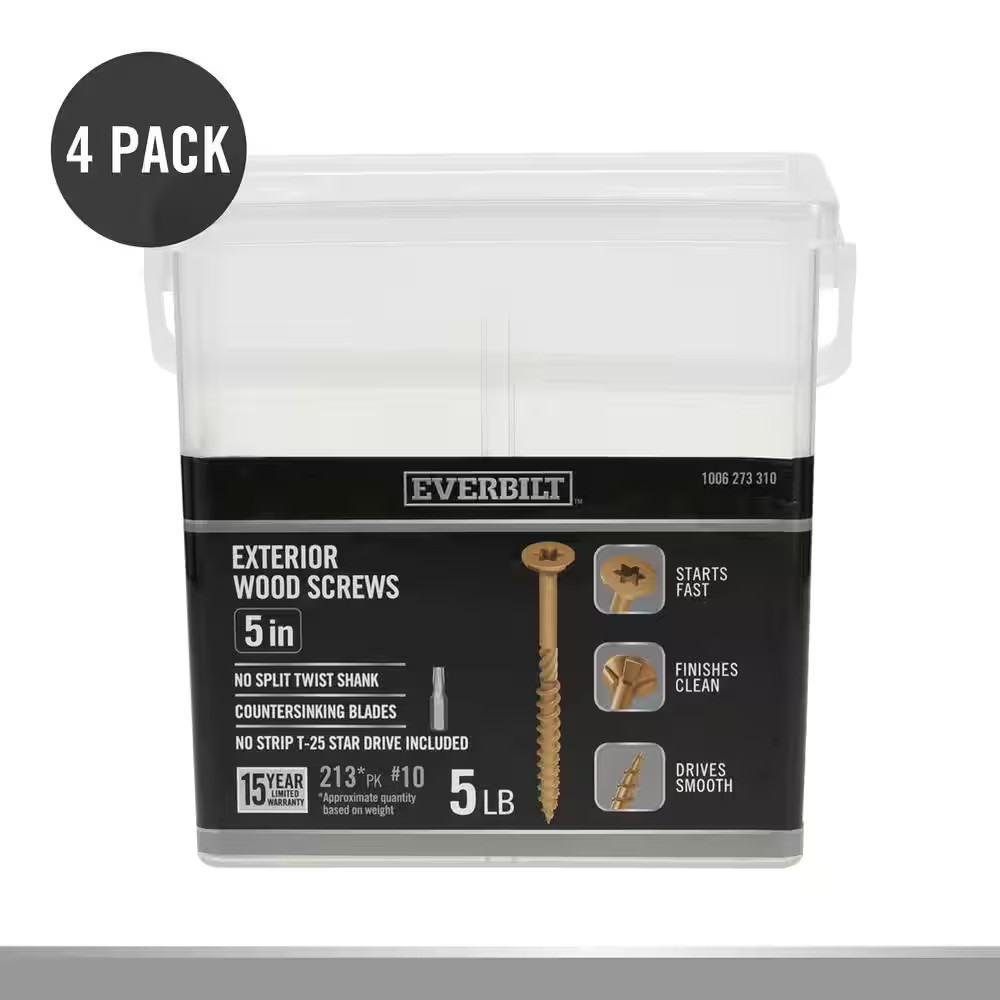 #10 X 5 In. Star Drive Flat Head Exterior Wood Screws 20 Lbs.-Box (852-Piece)