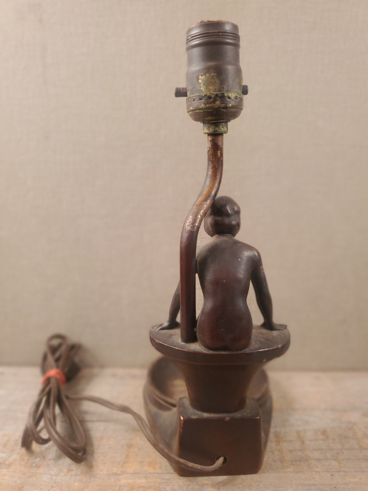 nude nymph woman figure lamp art art deco vtg Frankart style