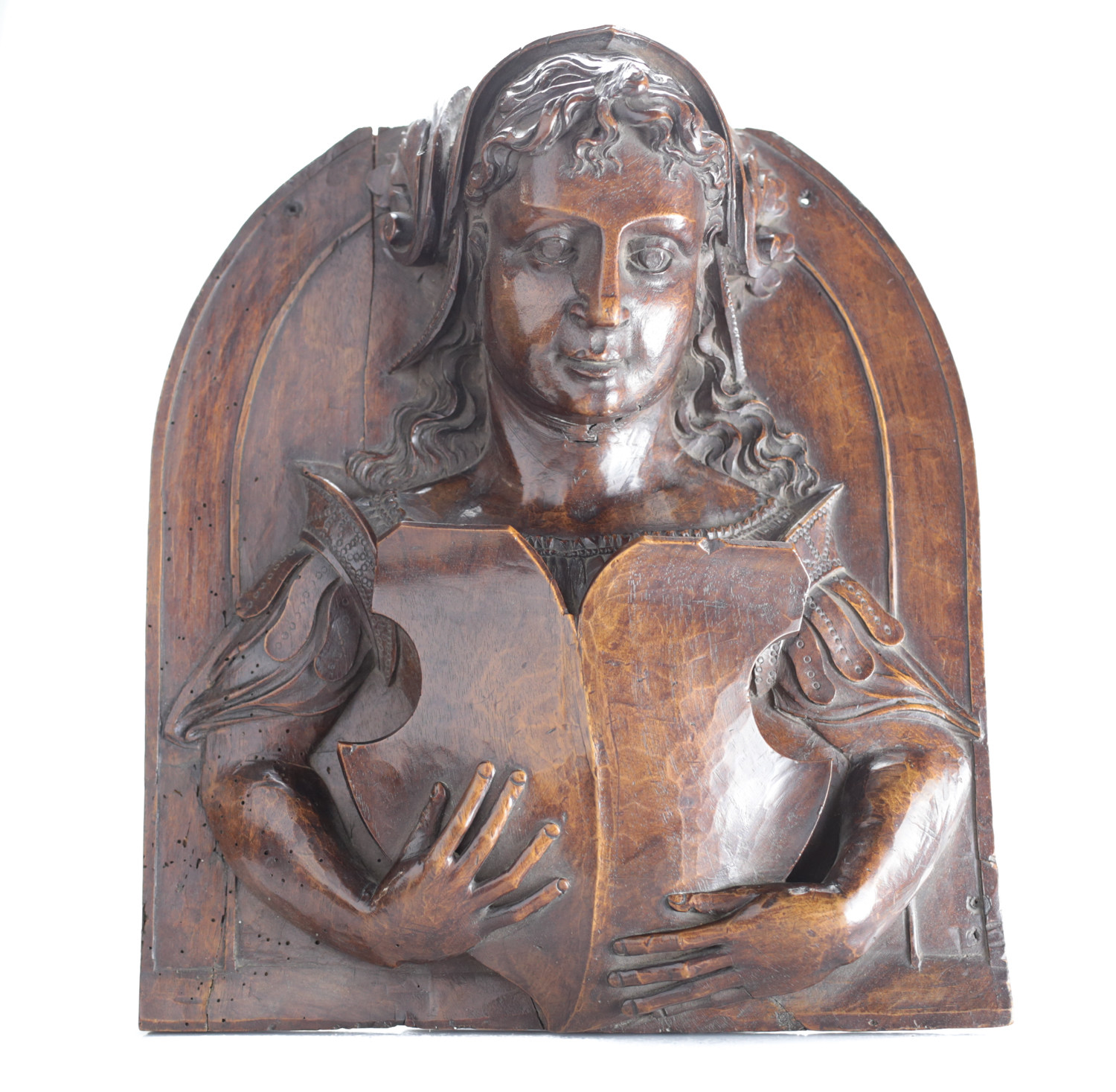 Continental architectural hand carved Figural wood plaque 16th -17th century?