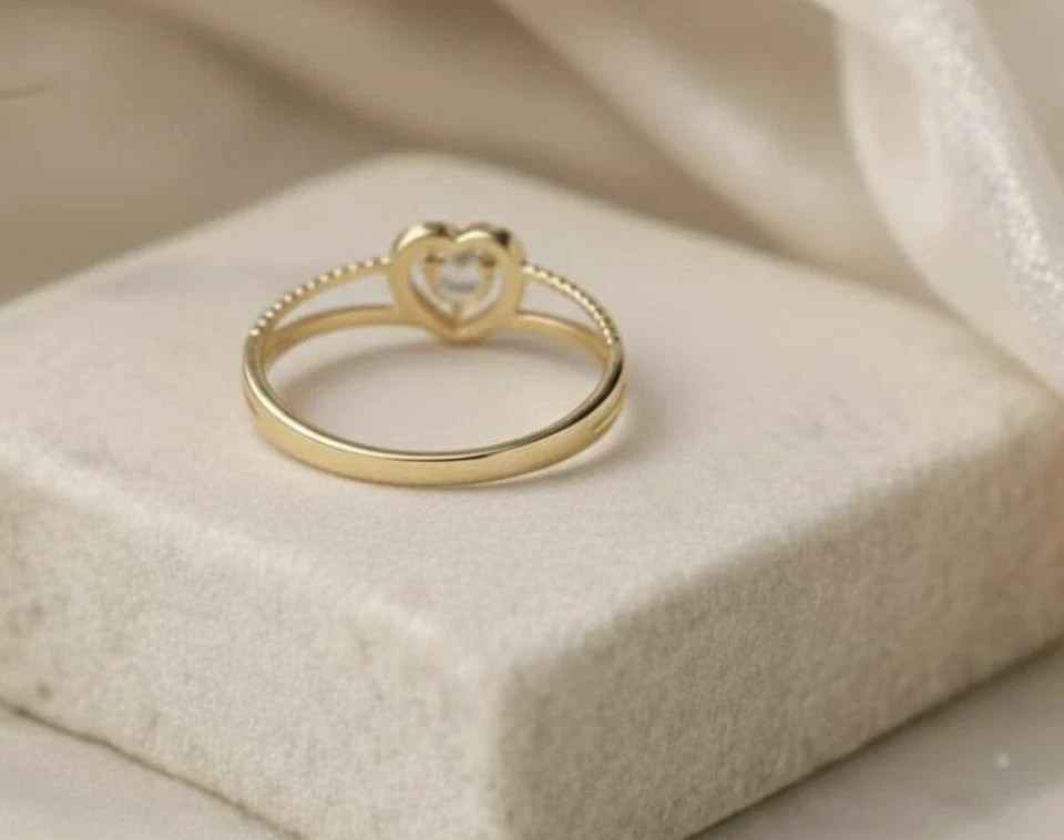 1Ct Round Cut Lab Created Diamond Engagement Band Ring 14K Yellow Gold Plated