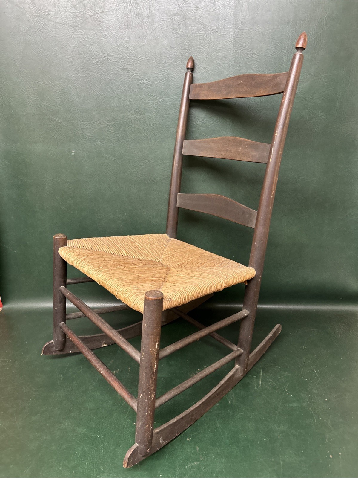 Antique Shaker Youth Rocking Chair #3 Mt Lebanon NY Original Finish Rush Seat
