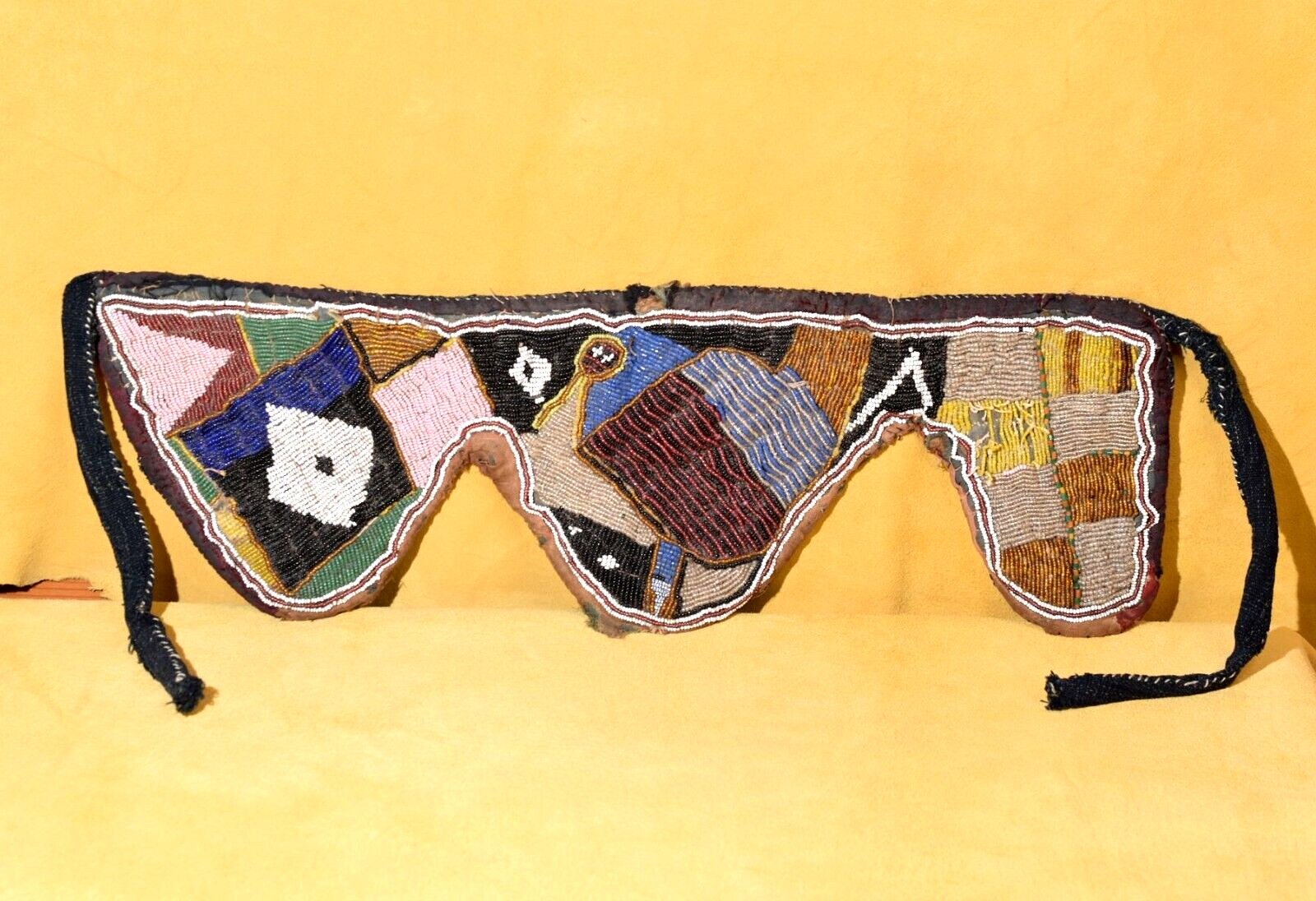 Rare Antique Yoruba Beaded Diviner’s Belt Glass Seed Beads Apron Nigeria Africa