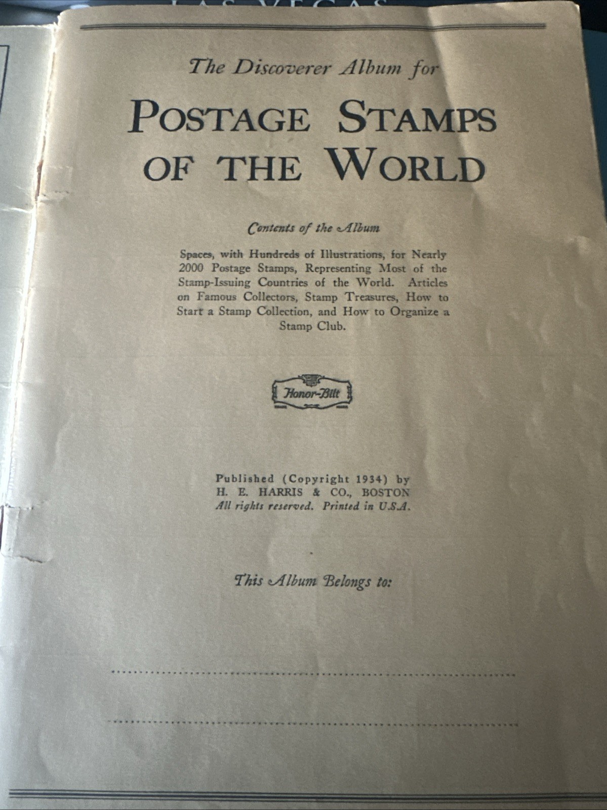 RARE STAMP DISCOVERER ALBUM Edition 1934