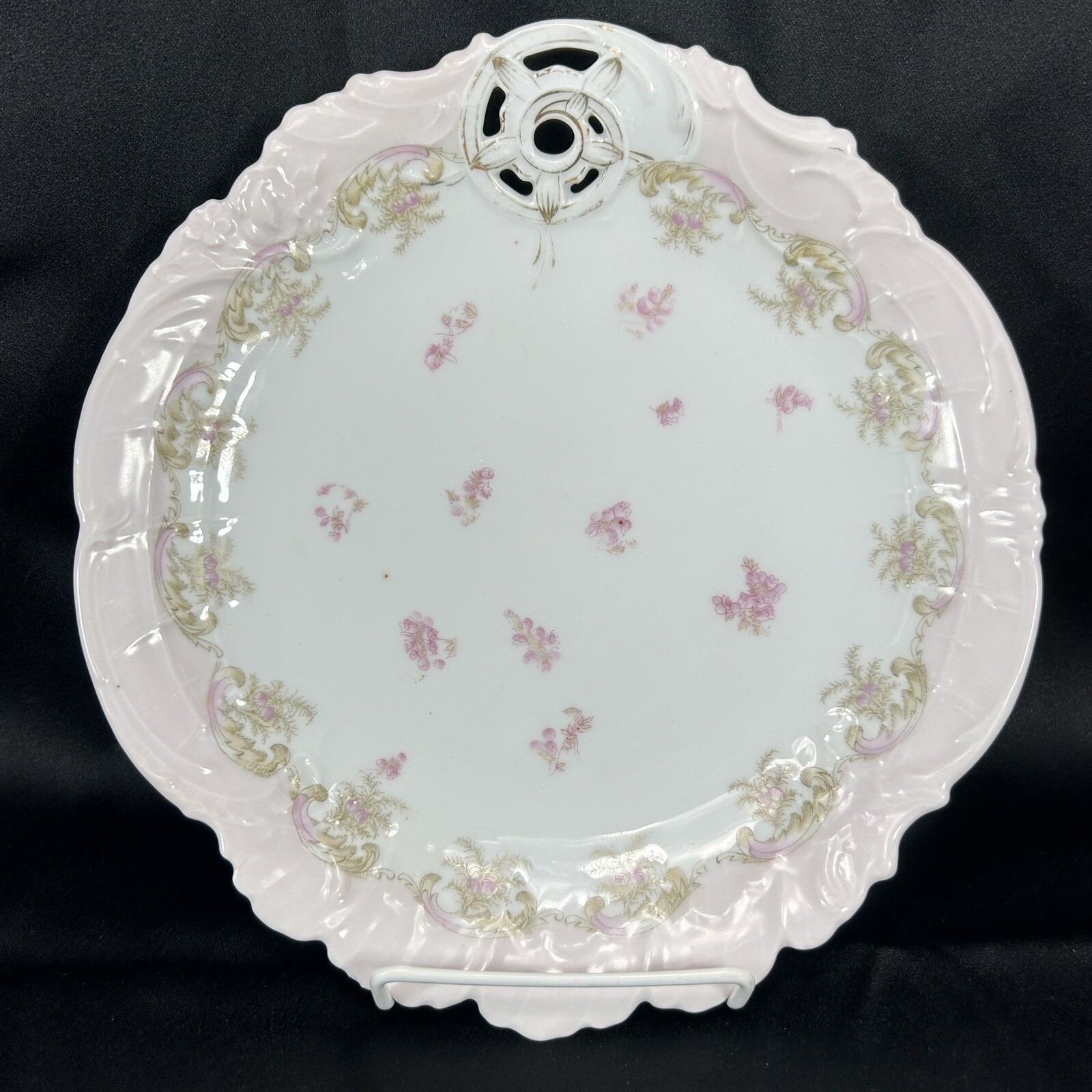 Antique VICTORIAN BONE CHINA PORCELAIN PLATE Scalloped Edge Hand Painted