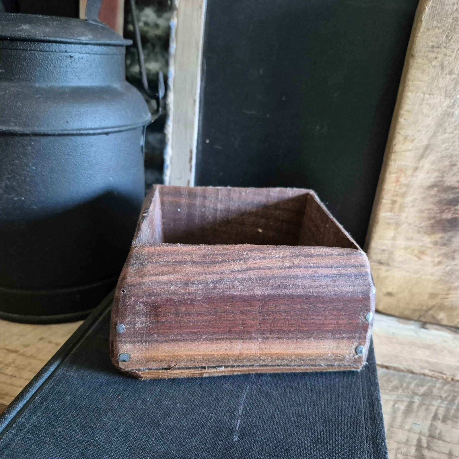 Primitive Rustic Contemporary Walnut Wood Trinket Box