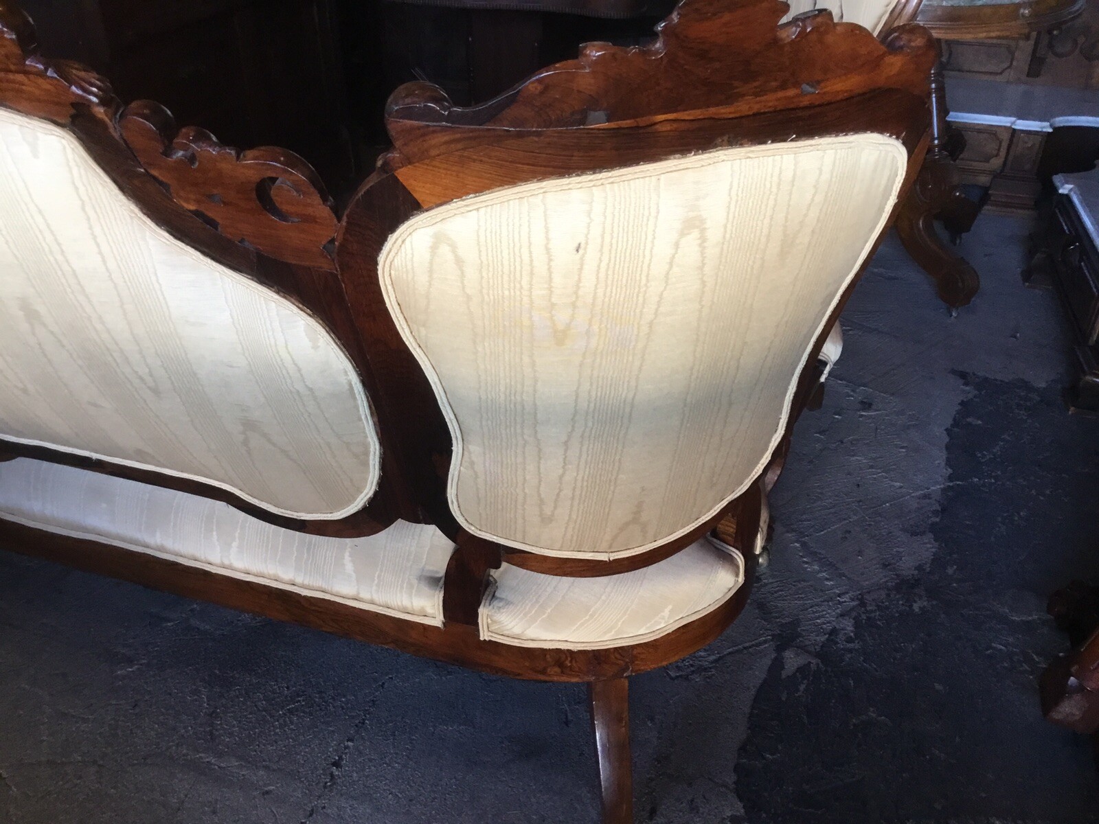 Antique 1860s Victorian Solid Roeswood Mirror Back Sofa and 3 Side Chairs. Wow!