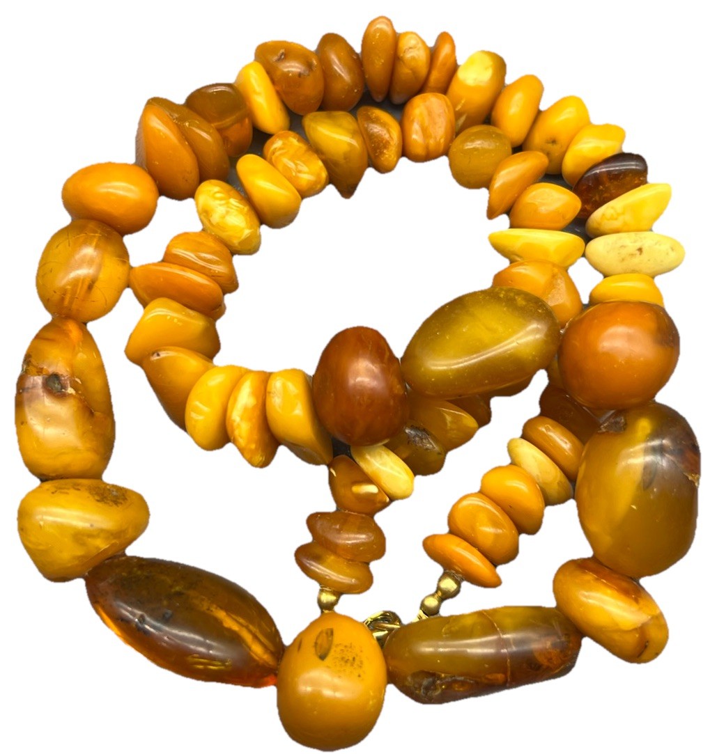 vintage natural Baltic amber bead Necklace Butterscotch Honey Beads Egg Yolk