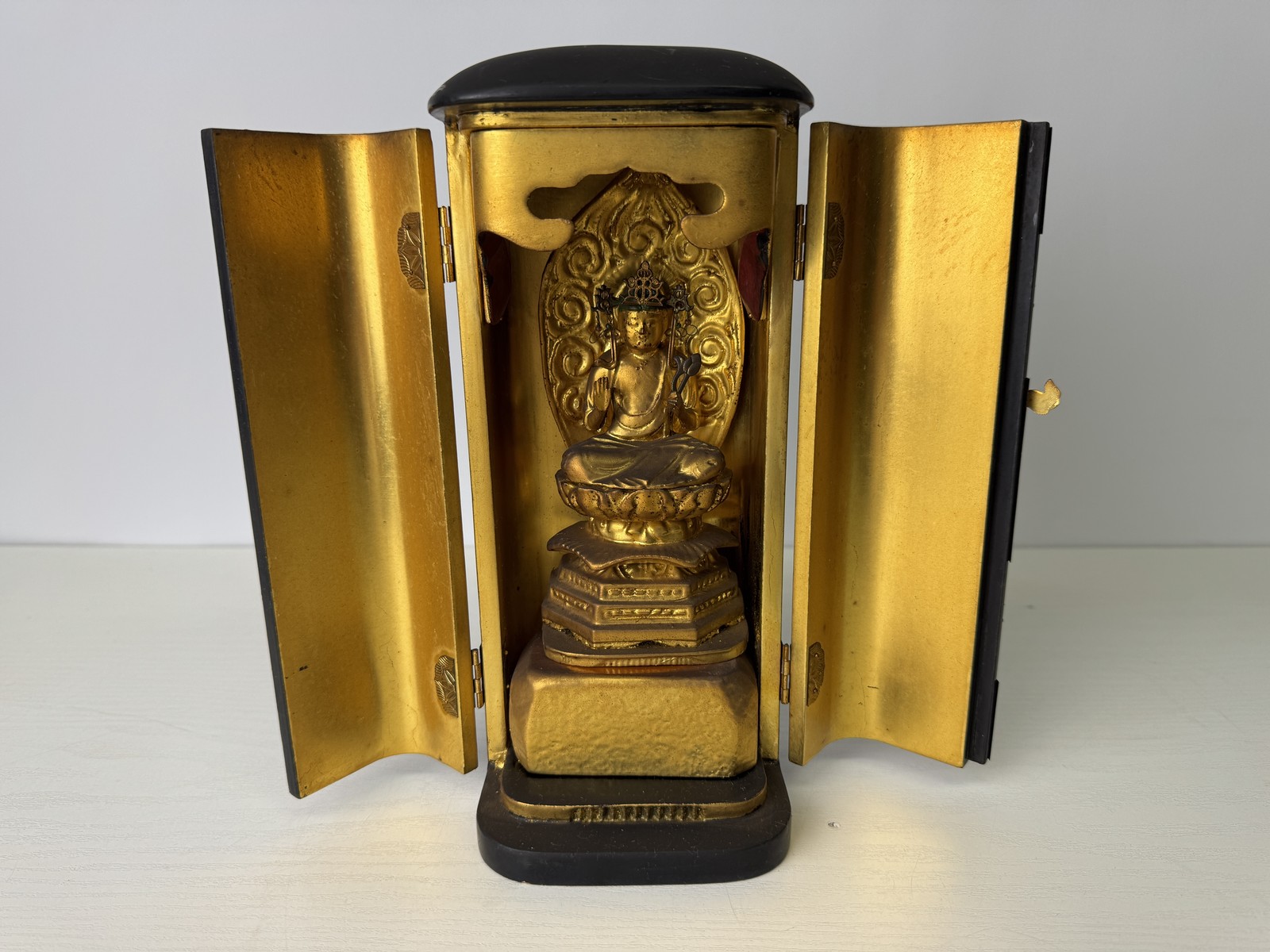 Y9313 STATUE Buddha figurine shrine Buddhist art Japan antique figure interior