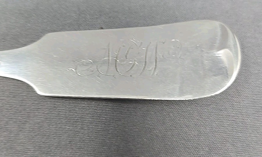 E. Stebbins & Co Coin Silver Serving Spoon New York NY 1835-45 #2
