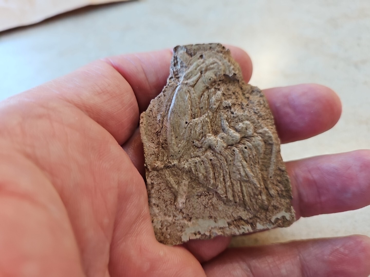Medieval Stone Carving From Plaque Madonna And Child. Must See Description L136a
