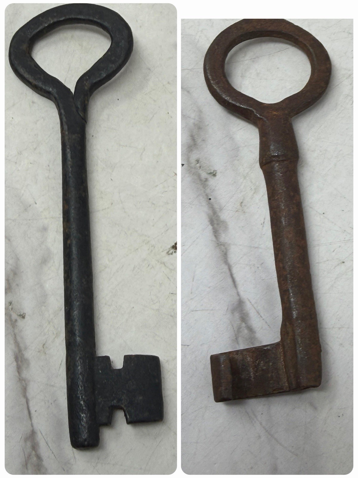 Antique Hand Forged Iron Skeleton Keys 19th Century Door 9.5” And 4.5”