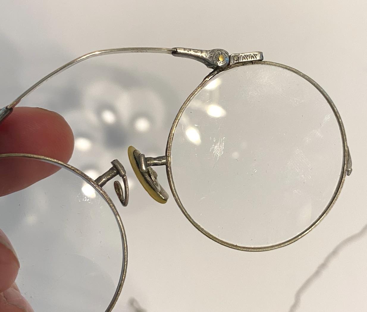 Antique Signed SPR Solid 14k White Gold Eye Glasses Lorgnette 19.30gr Scrap or