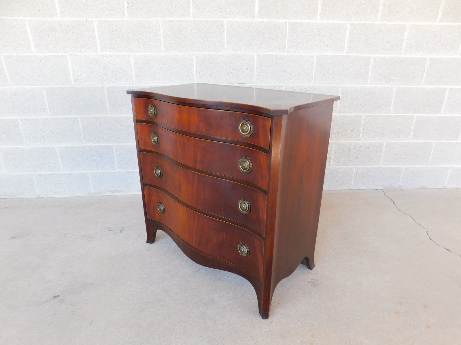 Charak Federal Hepplewhite Flame Mahogany Serpentine Front Chest 34″w