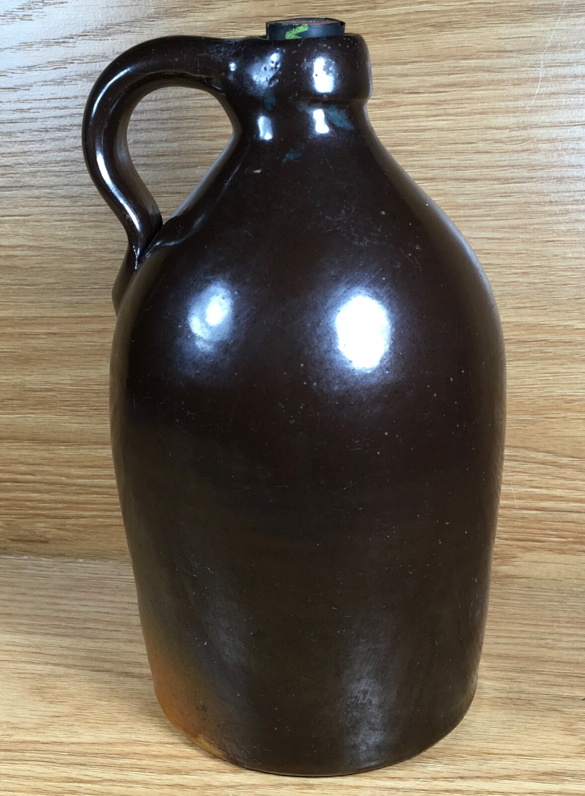 small ANTIQUE heavy thick BROWNWARE BROWN GLAZED JUG Stoneware