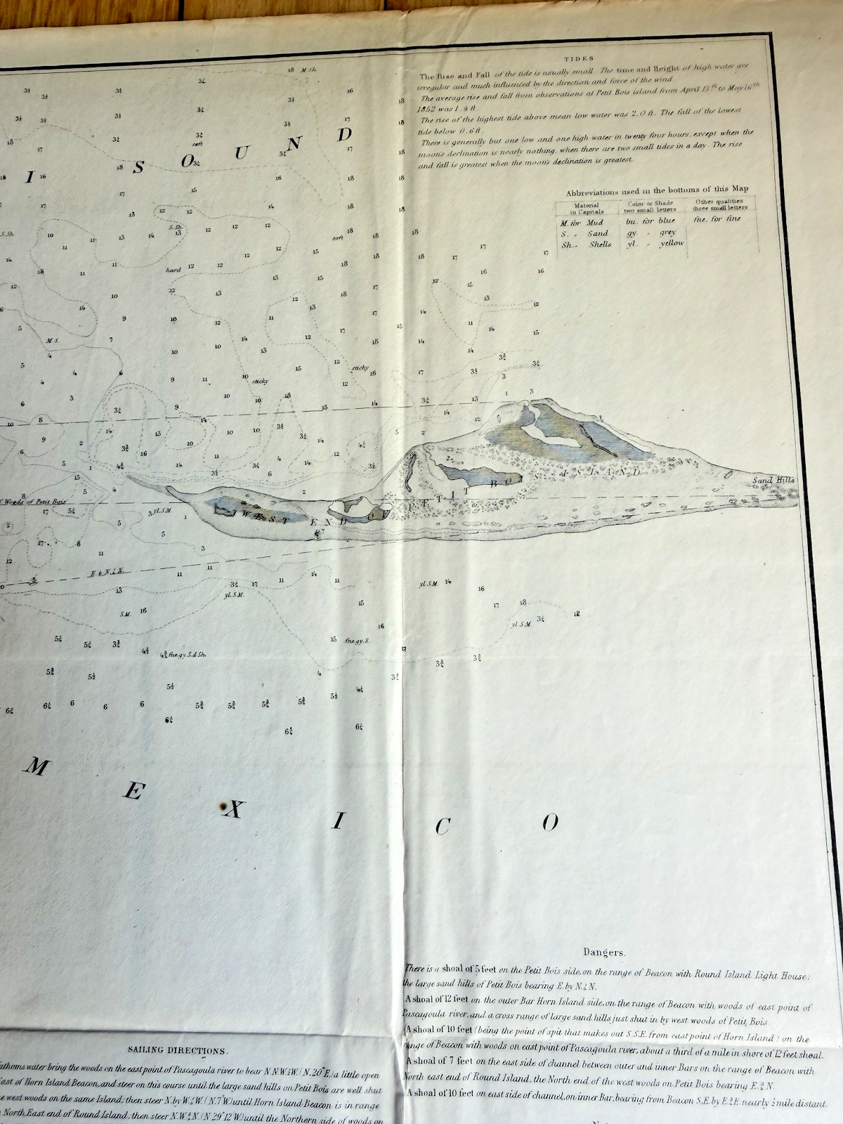 1852 B&W US Coast Survey map/chart Horn Island Pass Mississippi Sound #4