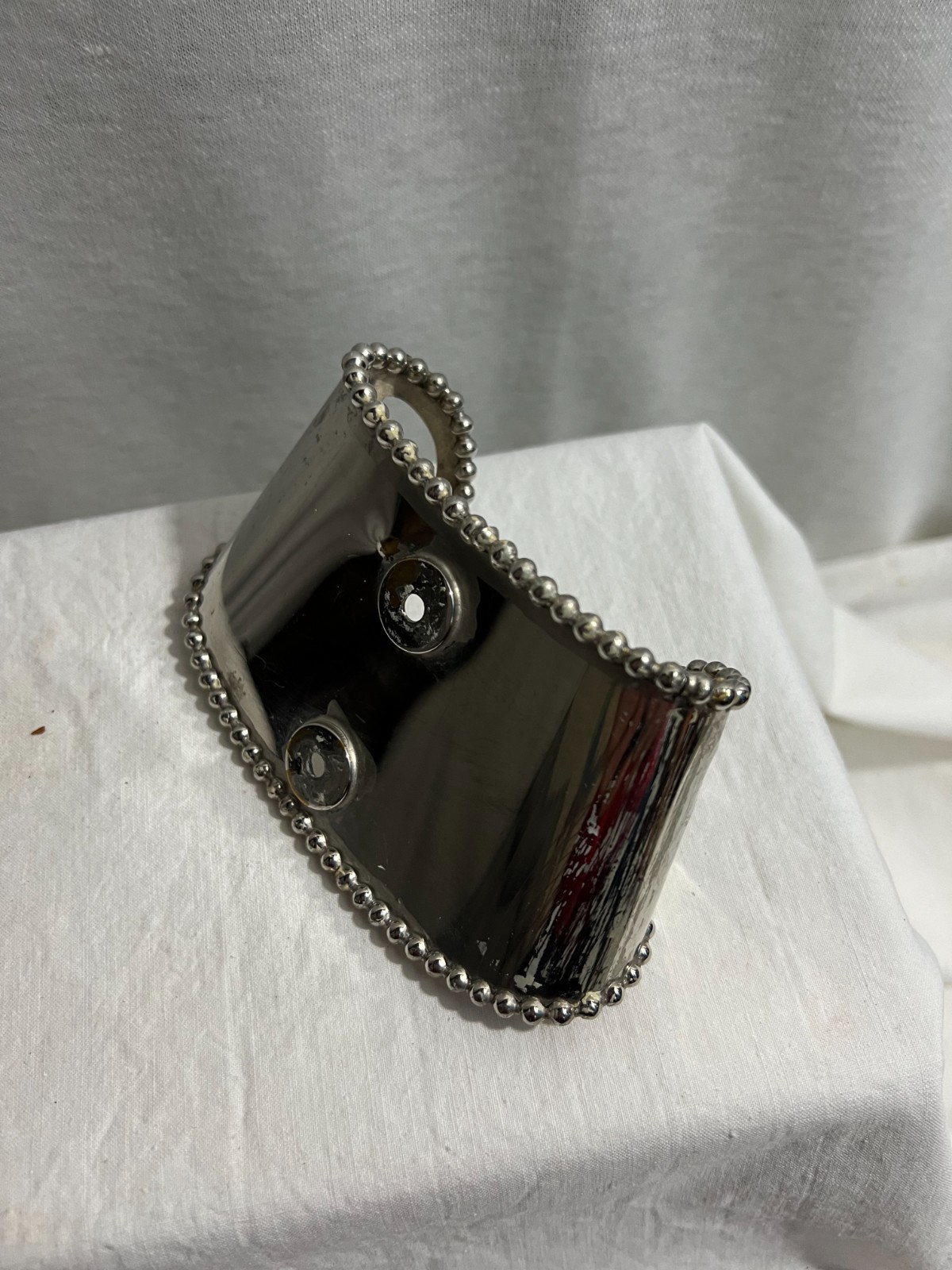 Estate Antique Mystery Find Maybe Broom Handle Decor Cover Silver Metal Hardware