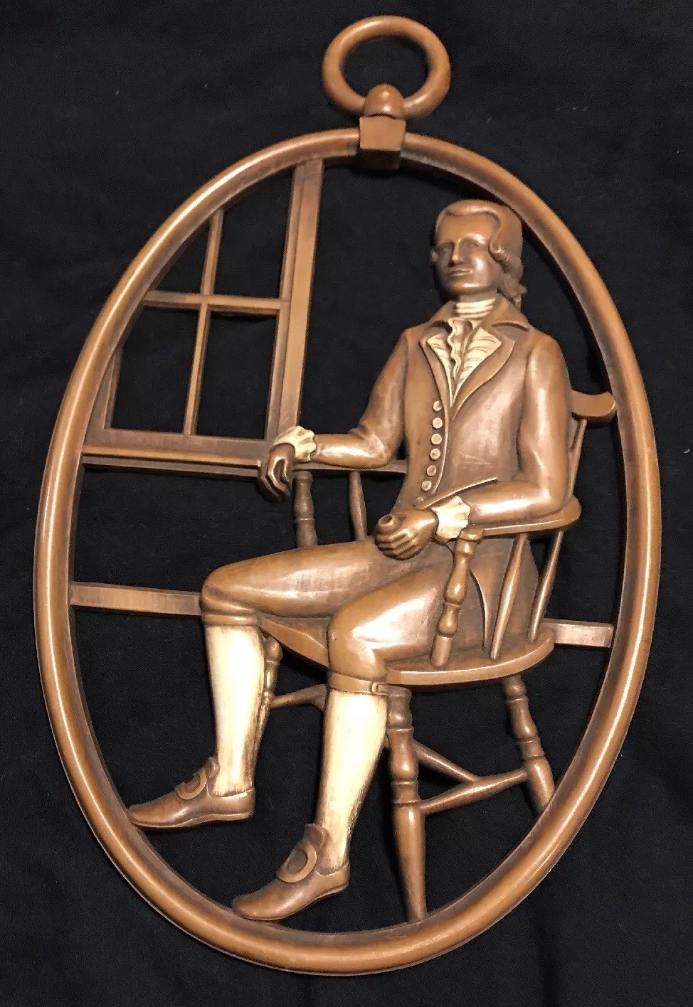 12″ x 7 1/4″ Mid Century Vintage Syroco Wood Male with Pipe in Chair Wall Decor