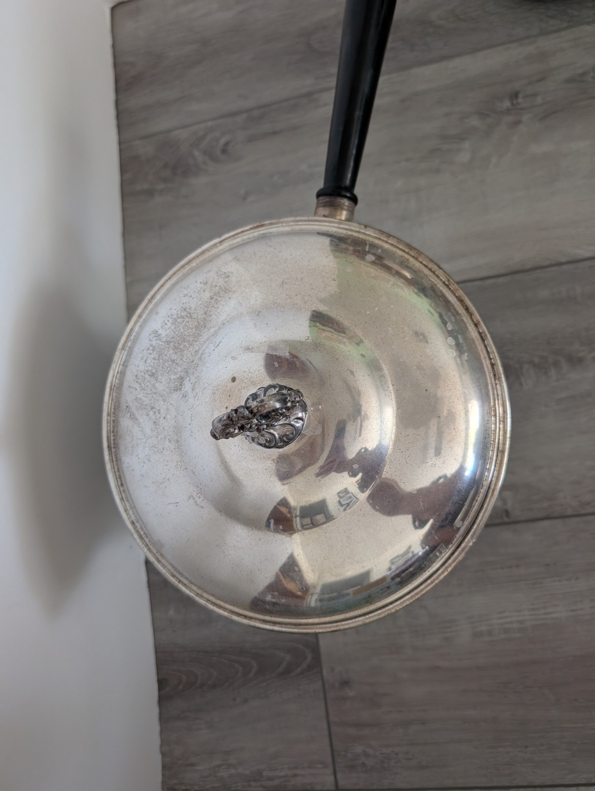 Vintage Silver Plated Chafing Dish w Handle, Warming Pan Unmarked