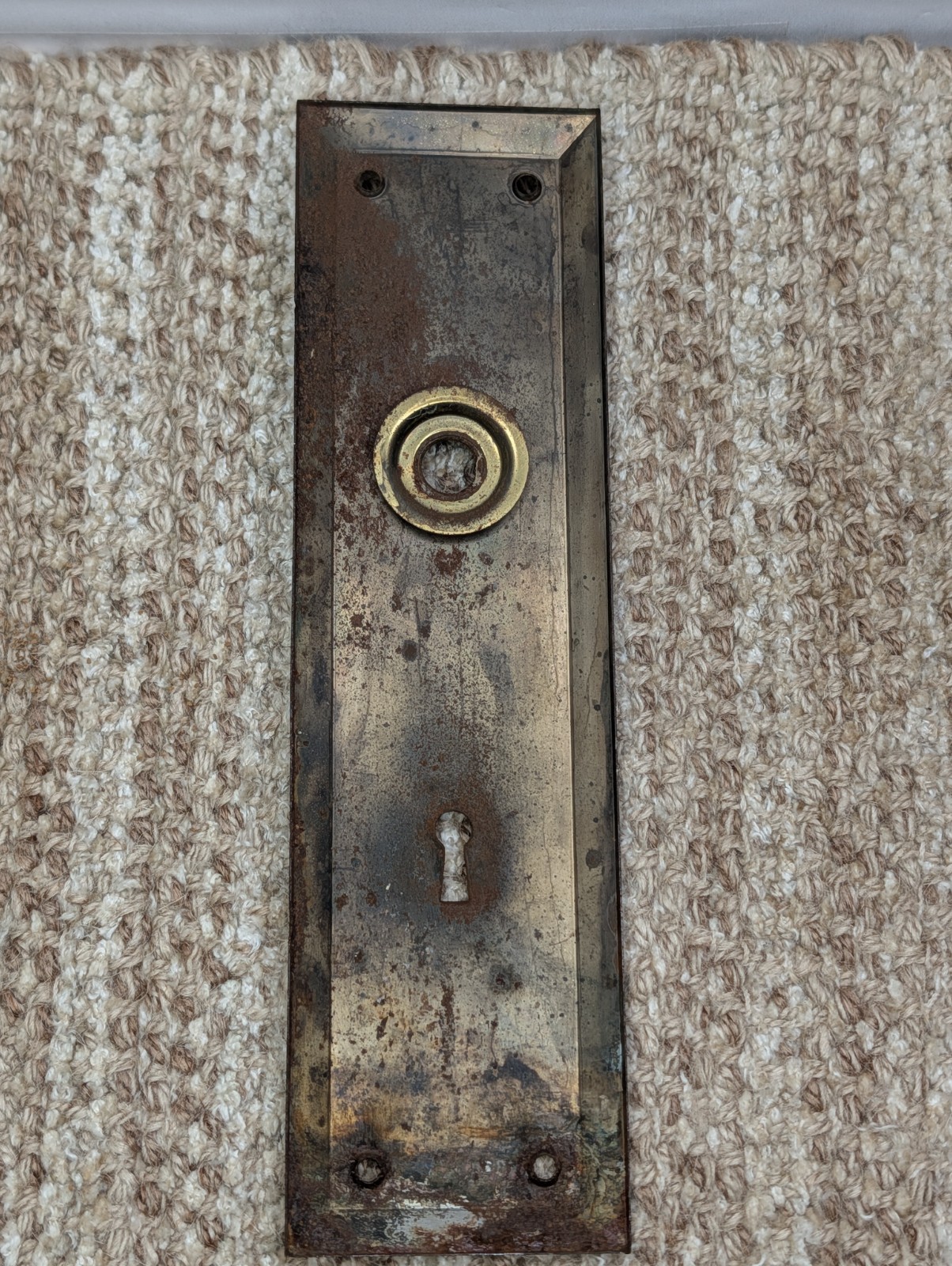 2 3/4″ x 10″ Antique Stamped Steel Door Knob Plate