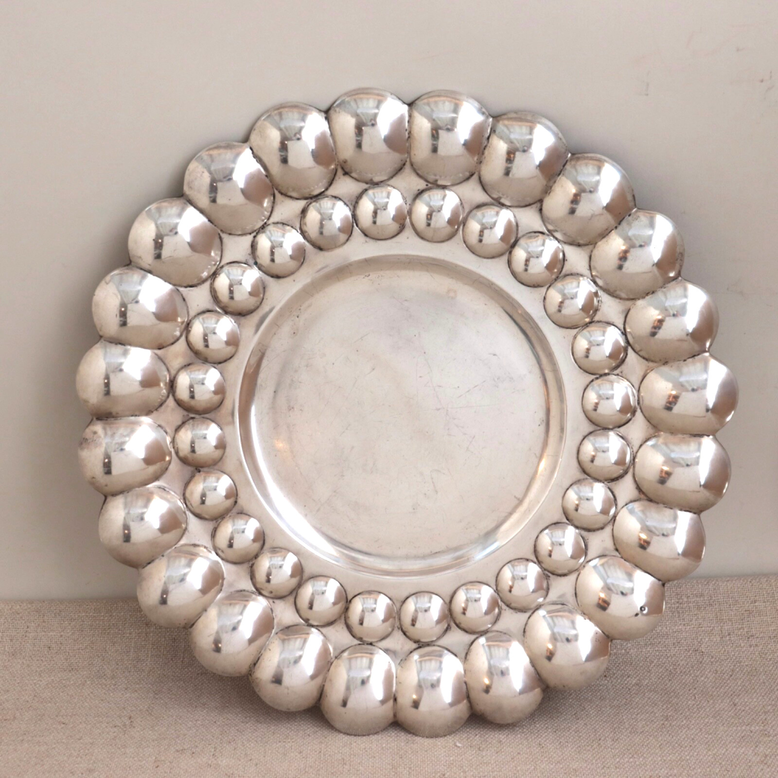 Art Deco Modern Solid Silver Tray Plate Bowl Platter Convex Bubble Hungarian MCM