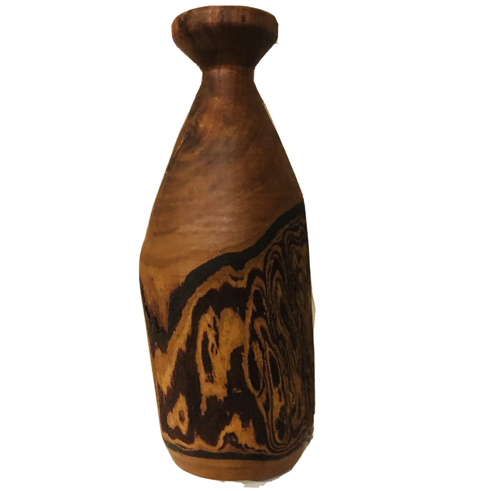Natural Timber Banksia Vase Hand Turned 18cm Tall Oiled Irregular Shape 7cm Wide