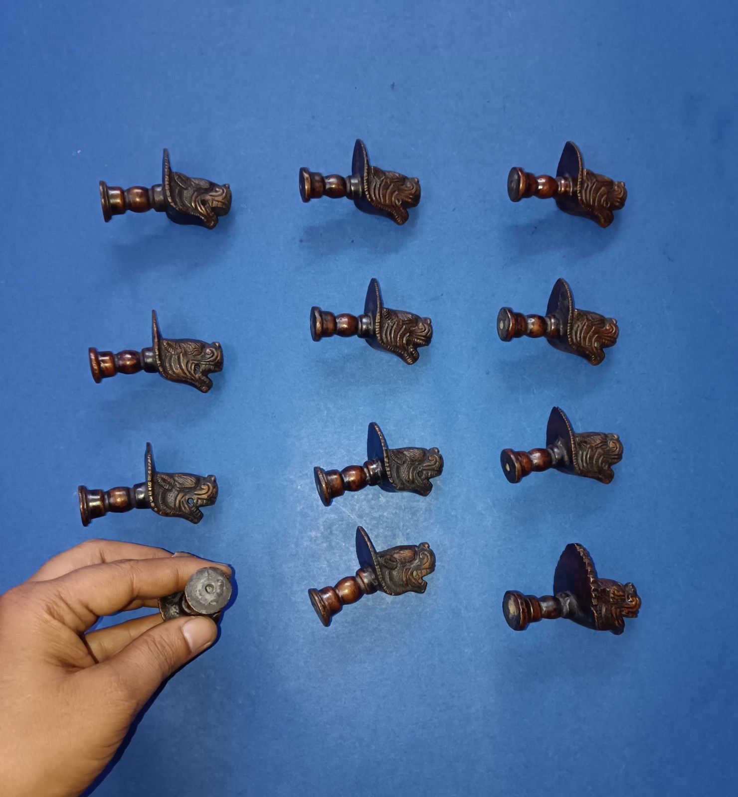 Tibet Lion Head Inspired Dresser Knobs Brass Drawer Pull Set of 12 Pieces GTX