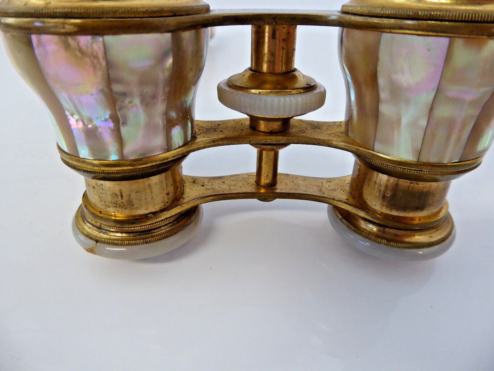 C. 1900 Lacombe Fabt Paris Mother of Pearl Opera Glasses w/ Handle