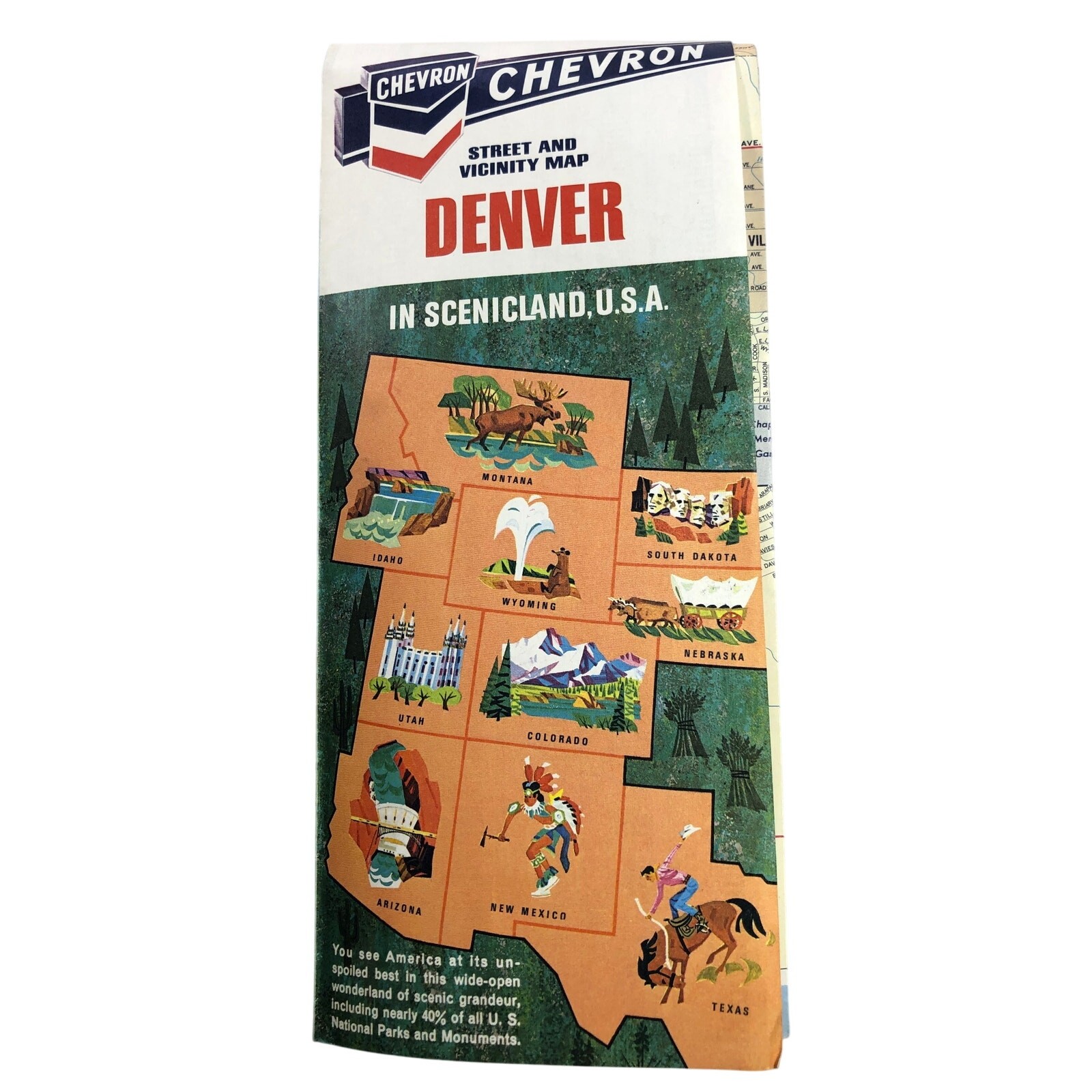Vintage Chevron Street and Vicinity Map Denver – 1968 Edition – vn