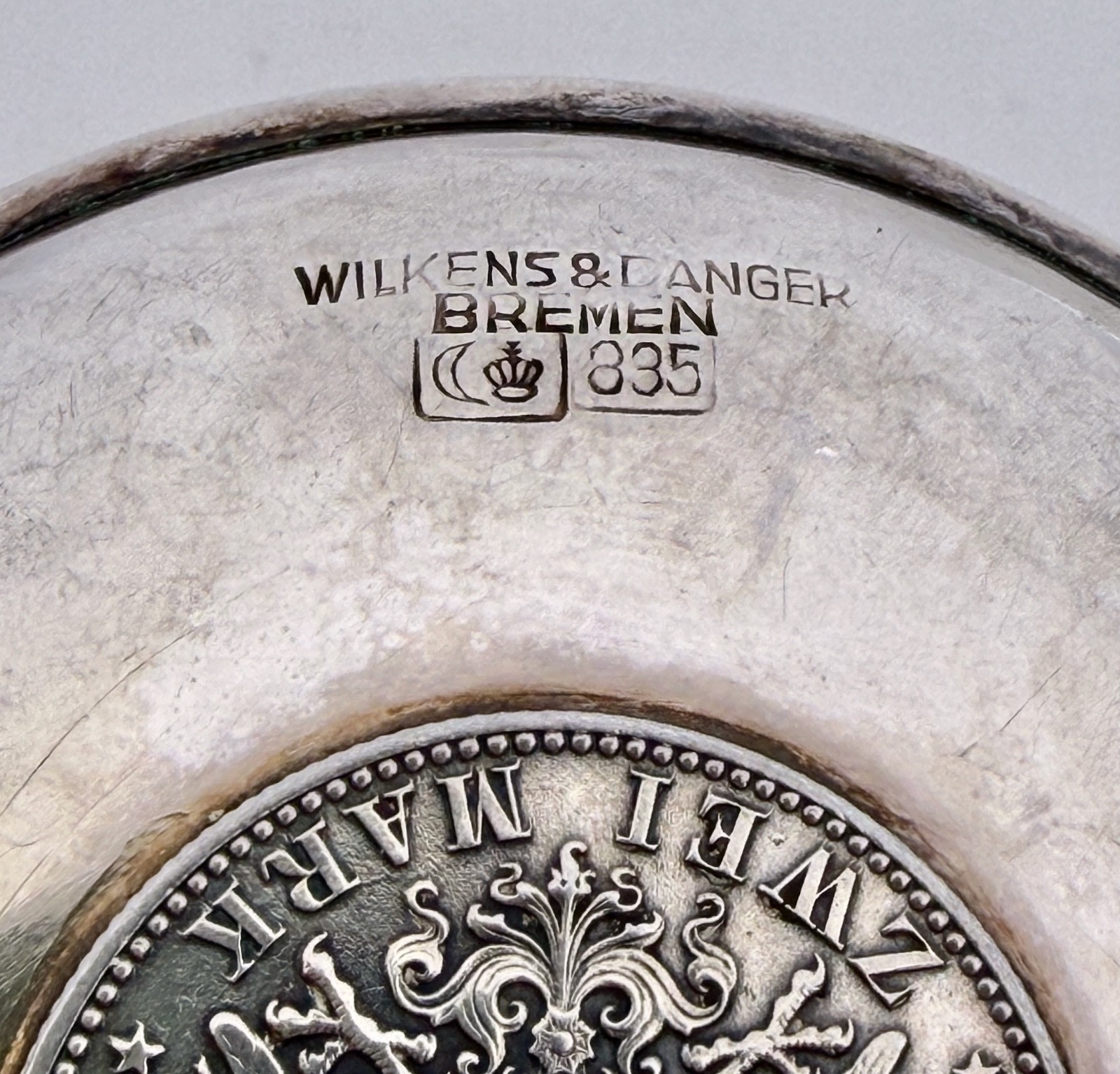 1904-J German States 2 Mark Bremen Inset Silver VF Coin Dish – 97425