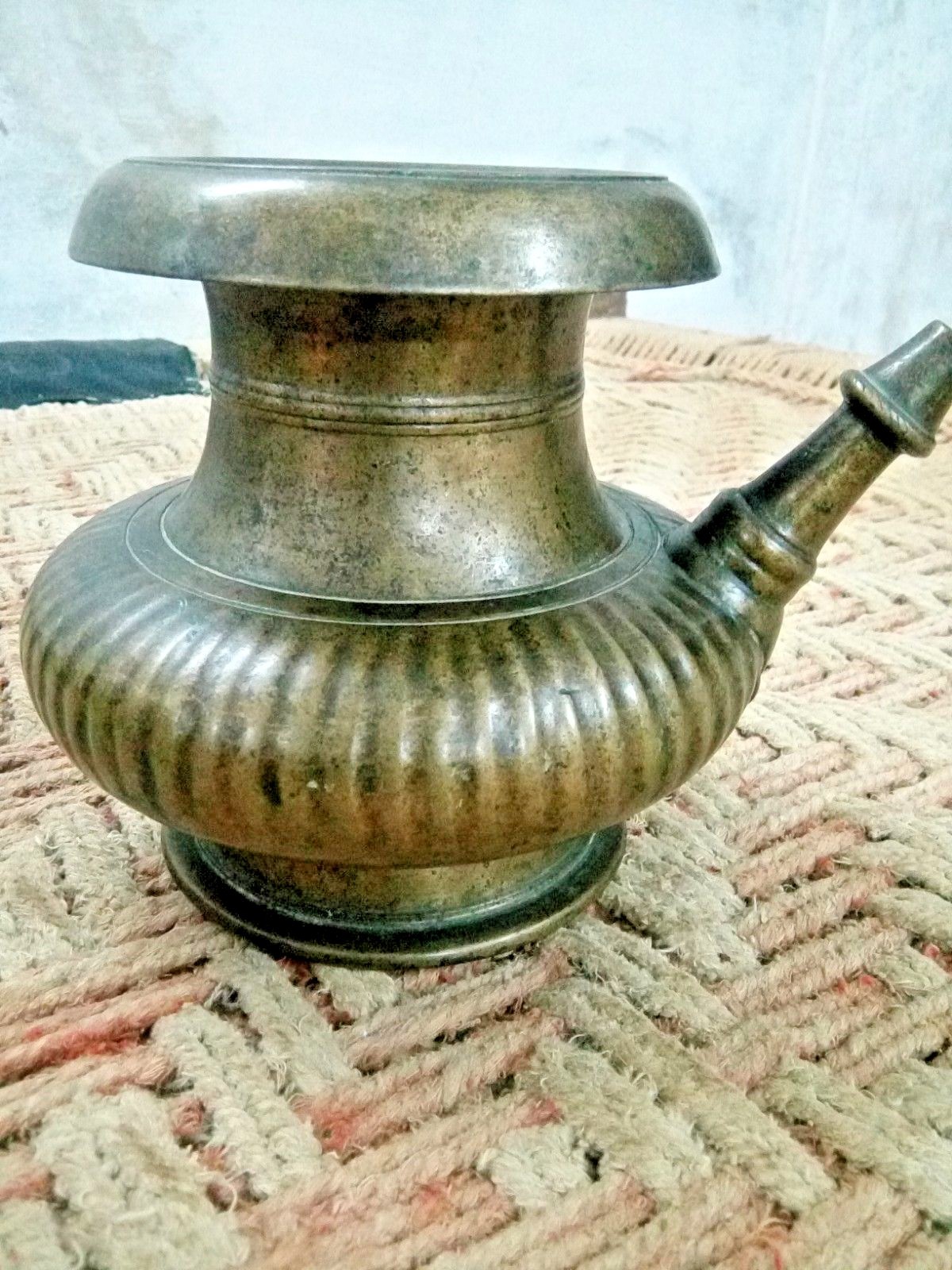 Old antique Solid Fine Brass Unique Ritual Holy Water Pot /Ewer