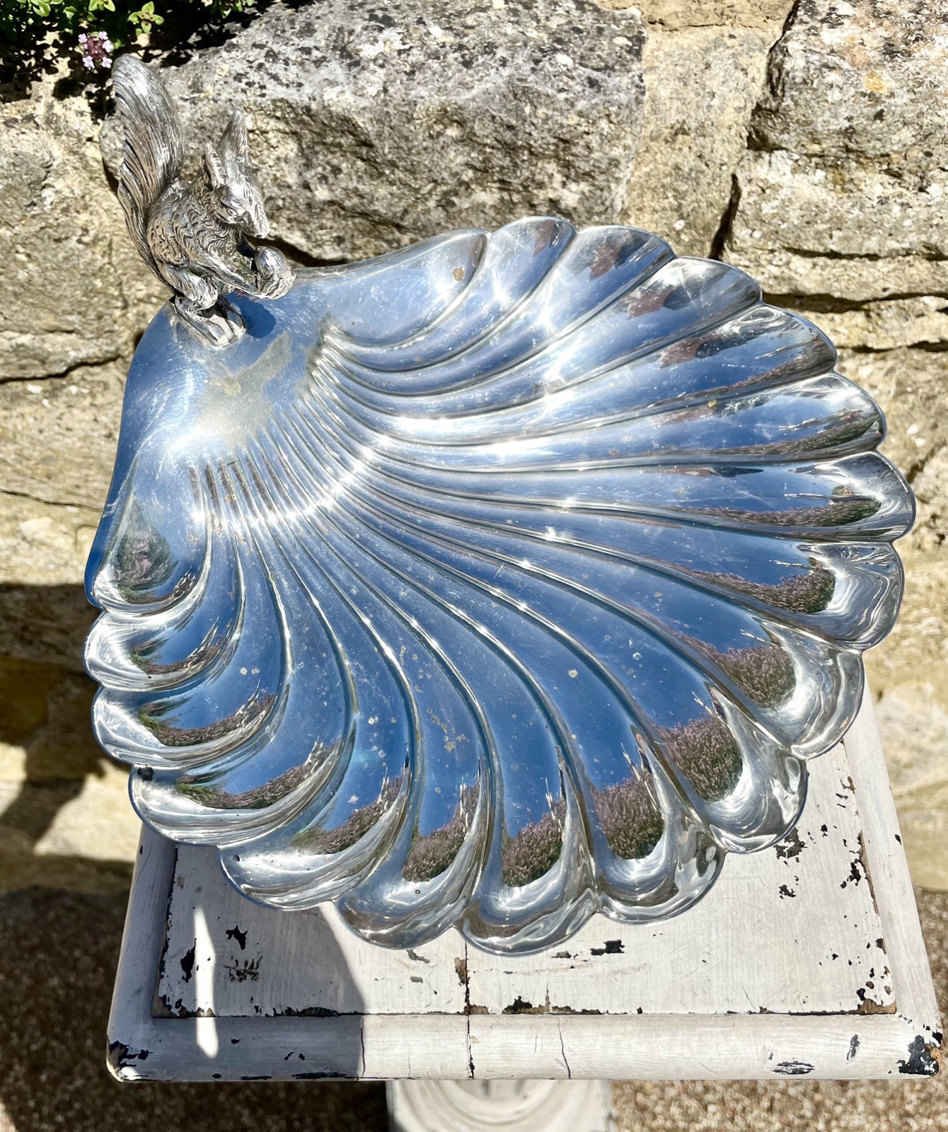 Antique Silver Plated Squirrel Nut Dish William Hutton & Son Cross Arrows C1900