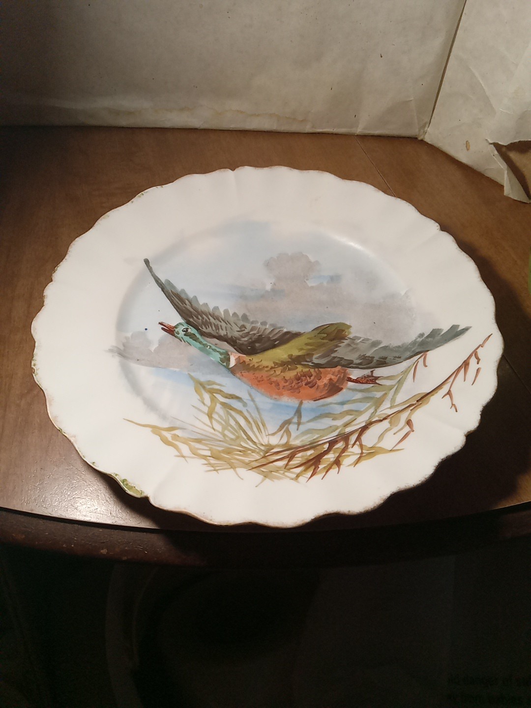 L.R.L Limoges France Hand Painted Duck Plate 8 1/2″ In Diameter Vintage