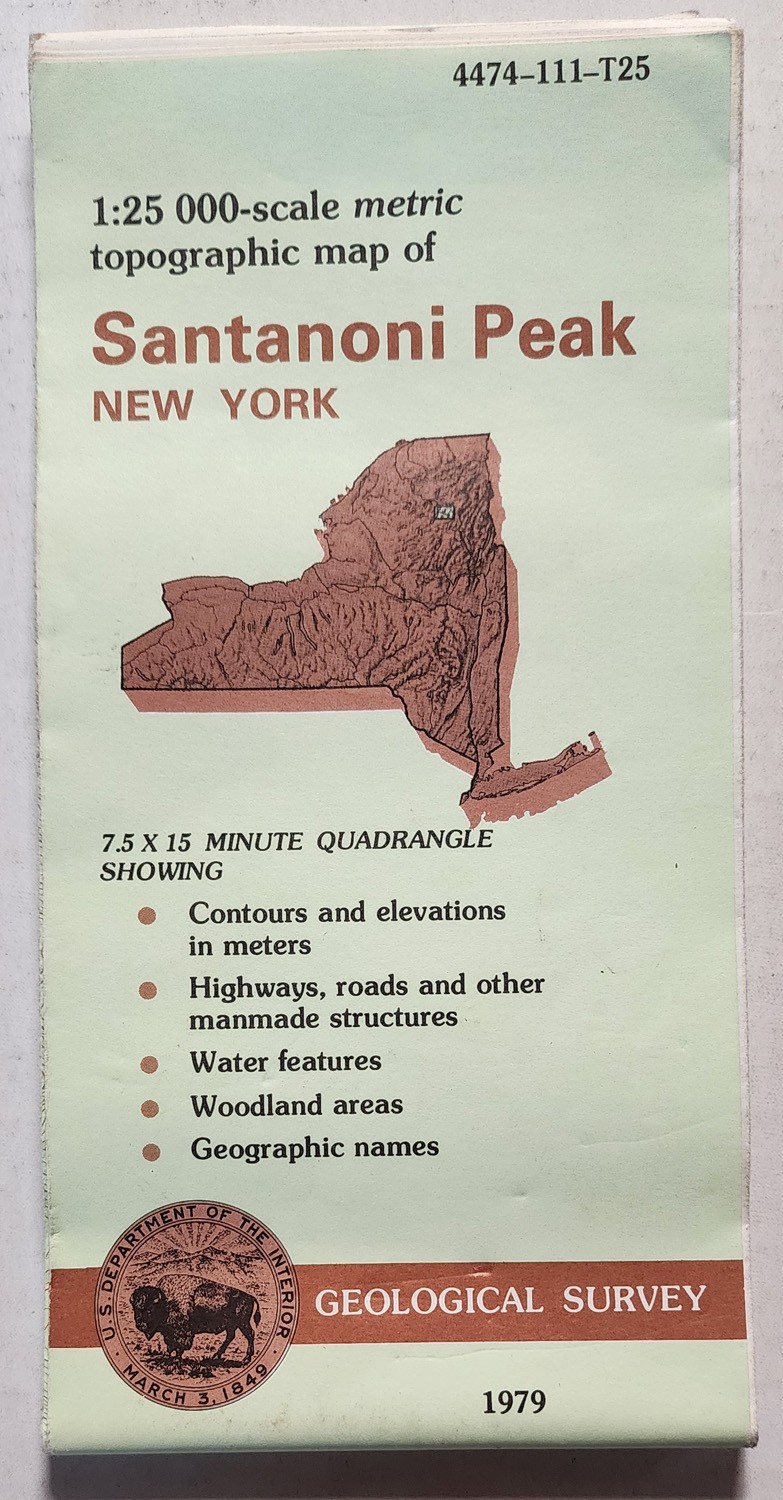 1979 USGS METRIC TOPOGRAPHIC MAP, SANTANONI PEAK NEW YORK Quadrangle