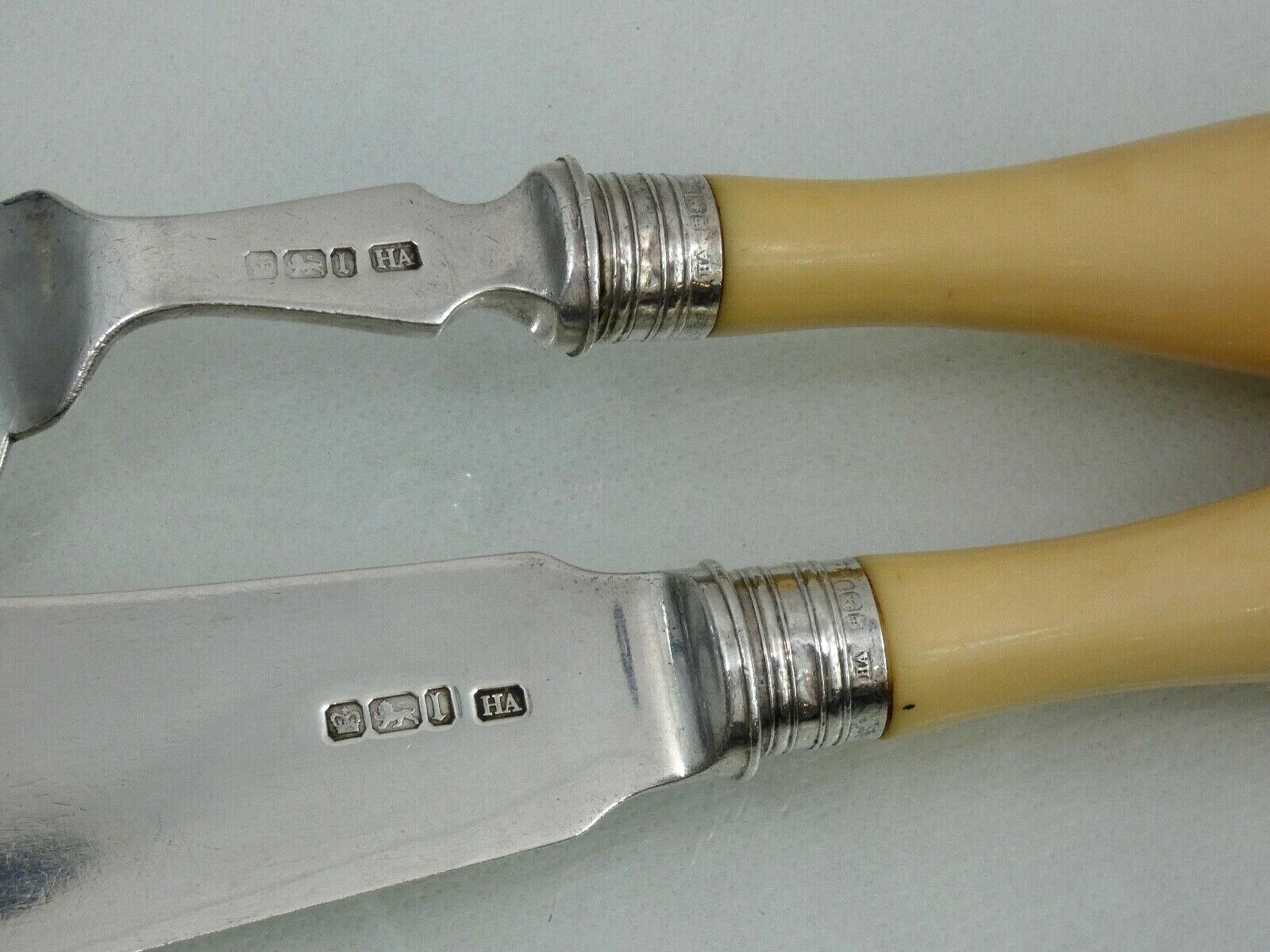 FINE LARGE STERLING SILVER FISH SERVING SET Art Deco style ENGLISH LONDON 1926