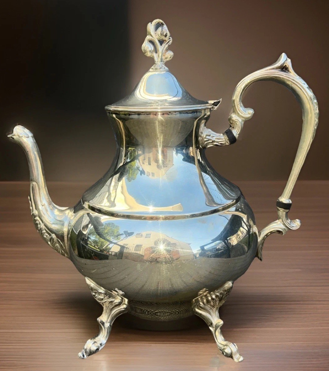 Vintage Silver-Plate Tea/Coffee Pot Victorian Style 10”